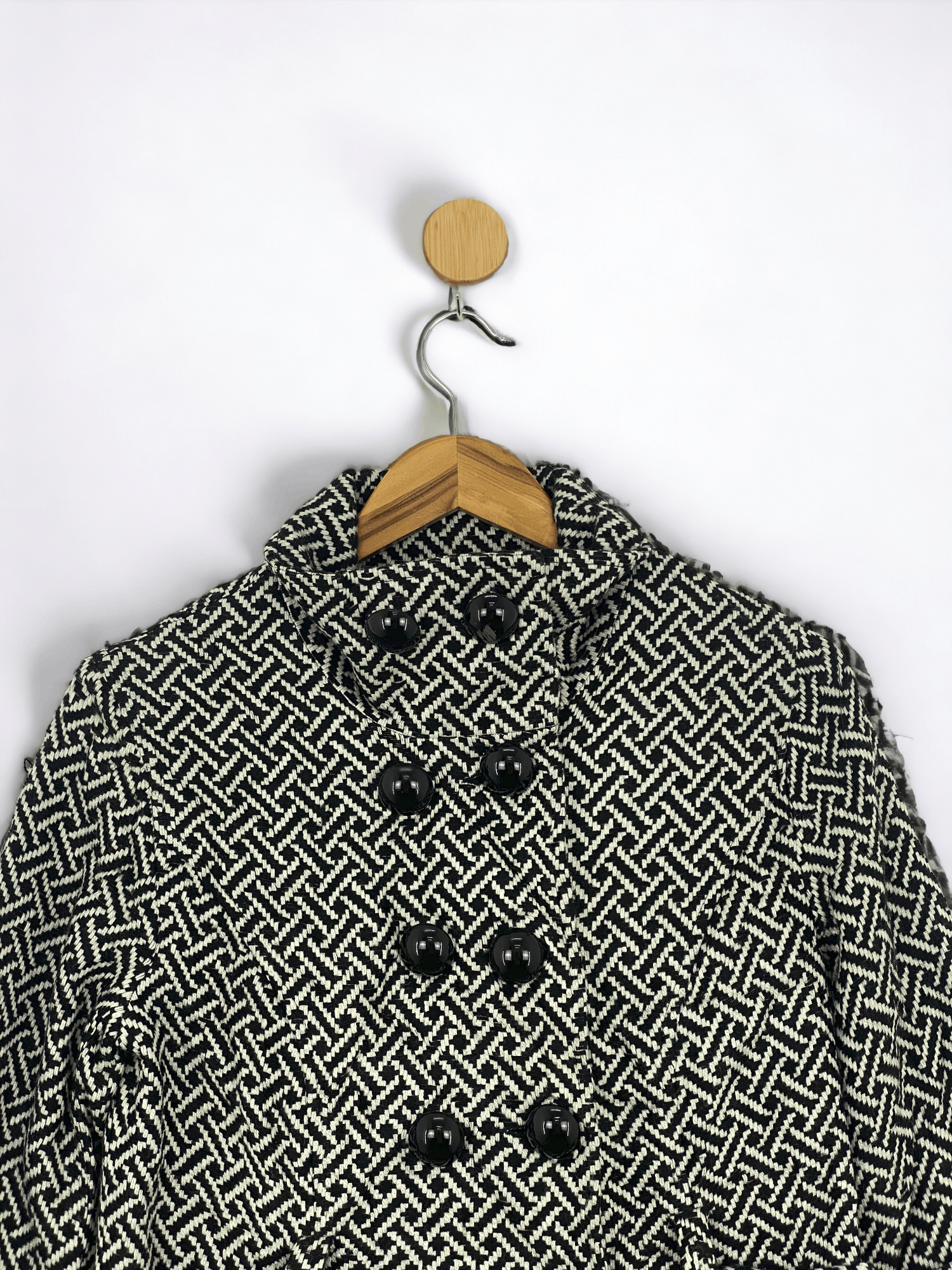 If Six Was Nine Vintage Mac & Jac Pattern Double Breasted Tweed Coat JA0050 Size L / US 10 / IT 46 - 3 Thumbnail