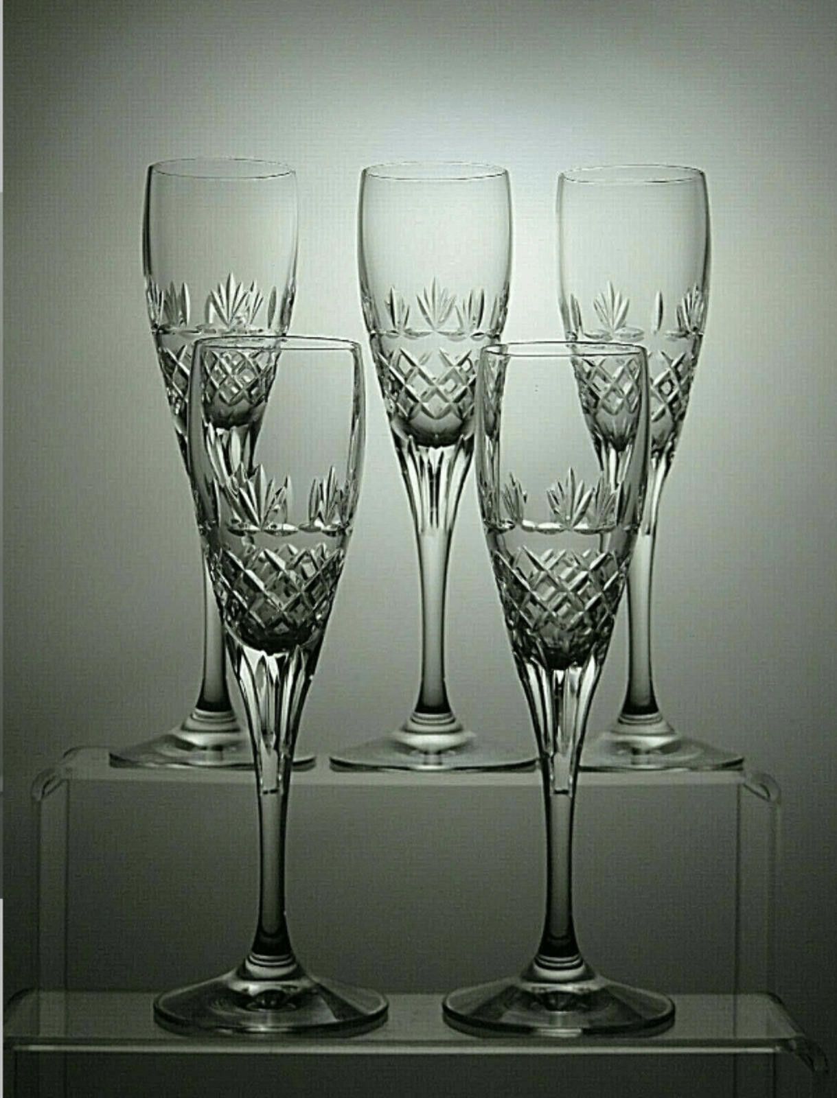 The Unbranded Brand Lead Crystal Cut Glass Set Of 5 Sherry Glasses 7 1/8" Size ONE SIZE - 1 Thumbnail