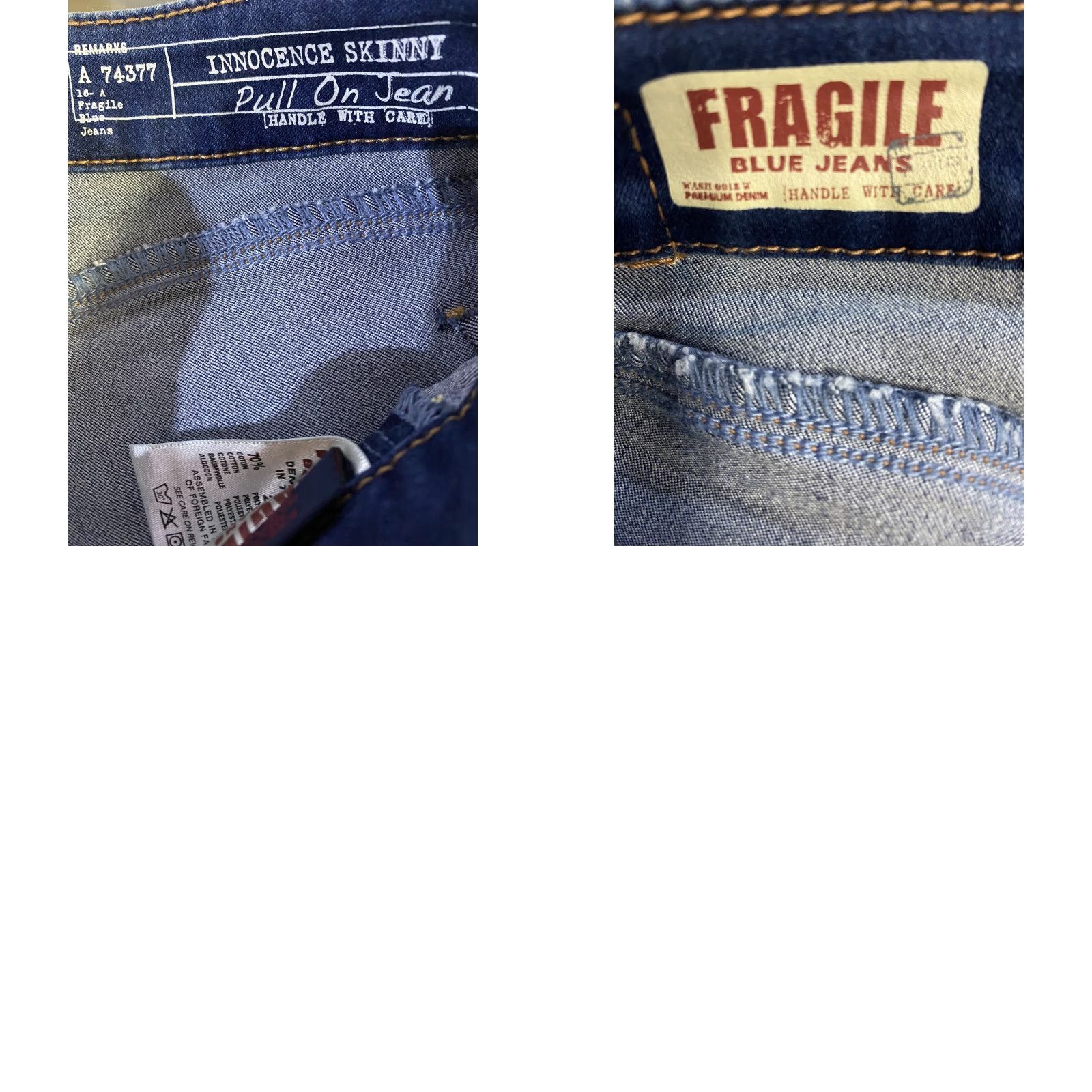 Denime Fragile Jeans Medium Wash Denim Stretch Pull On Jean Pants Juniors sz Small Women Skinny Size 28" / US 6 / IT 42 - 8 Thumbnail
