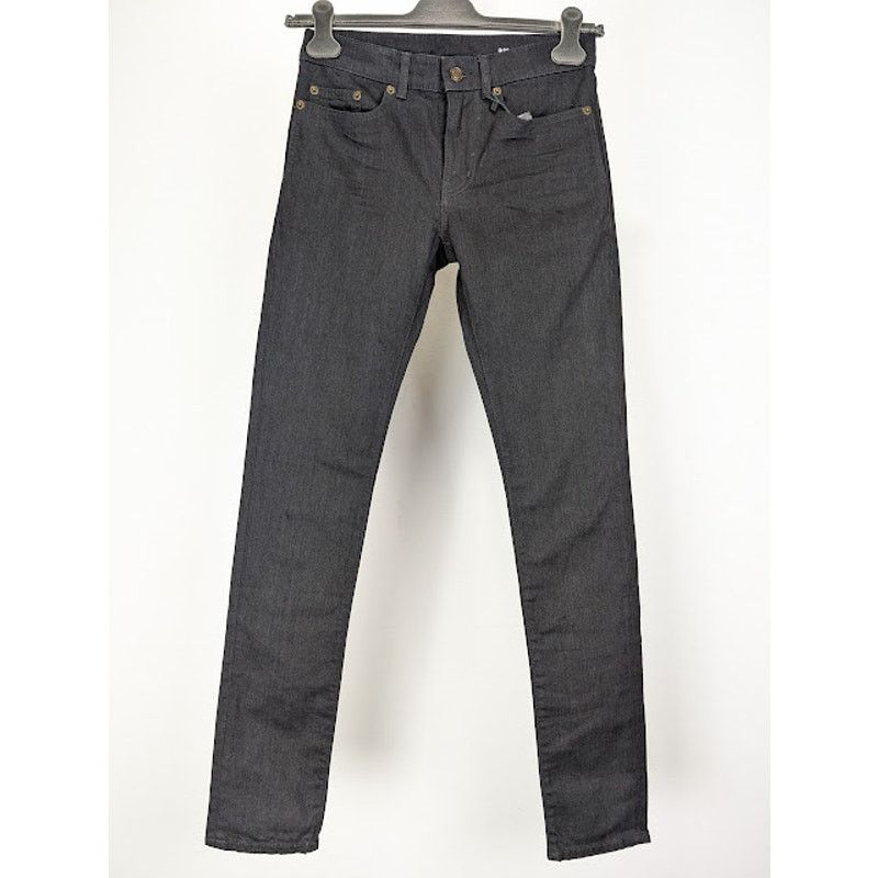 Saint Laurent Paris o1rshd1 SK 5P Low Wash Jeans in Worn Black Size US 27 - 2 Thumbnail