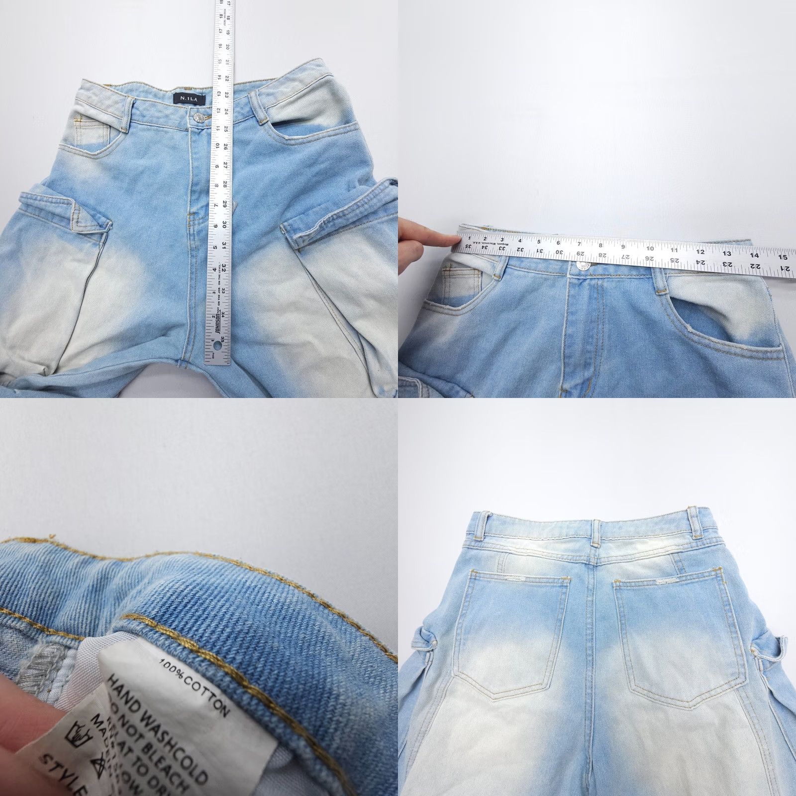 Vintage N.1 LA Wide Leg Baggy Cargo Jeans Size Medium (28x29") High Rise Barrel Street Size 32" / US 10 / IT 46 - 9 Thumbnail