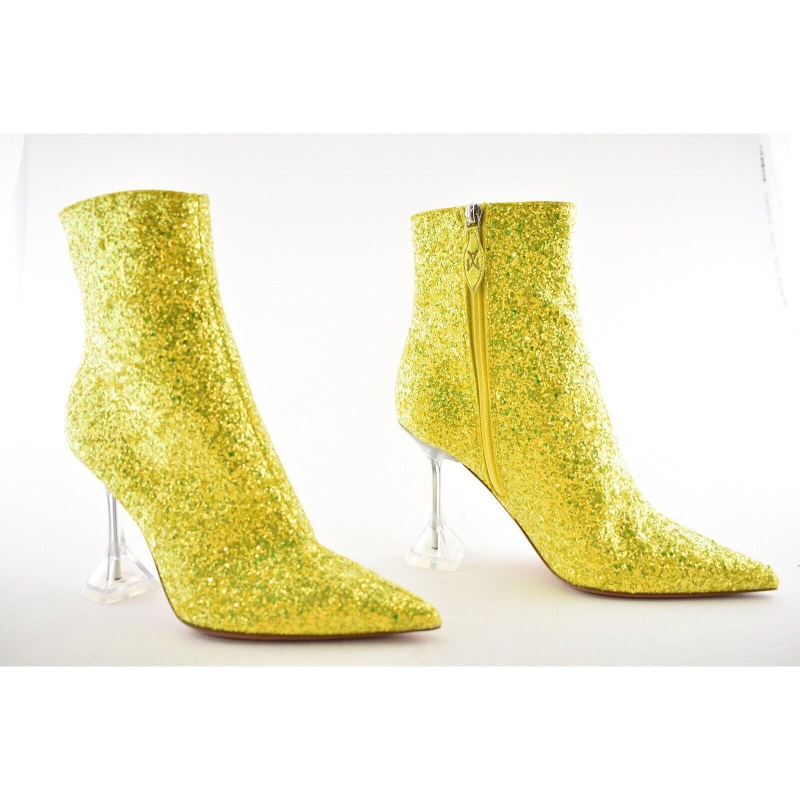 Amina Muaddi Amina Muaddi Giorgia Glitter Lemon Yellow PVC Begum Heel Size US 7 / IT 37 - 3 Thumbnail