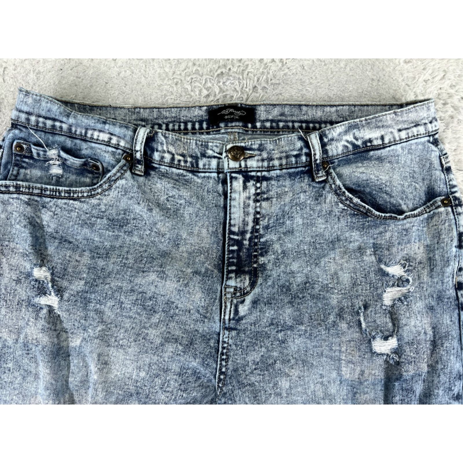 Ed Hardy VINTAGE Ed Hardy Jeans Mens 38 Blue Denim Distressed Tiger Paint Acid Wash 36x29 Size US 38 / EU 54 - 5 Thumbnail