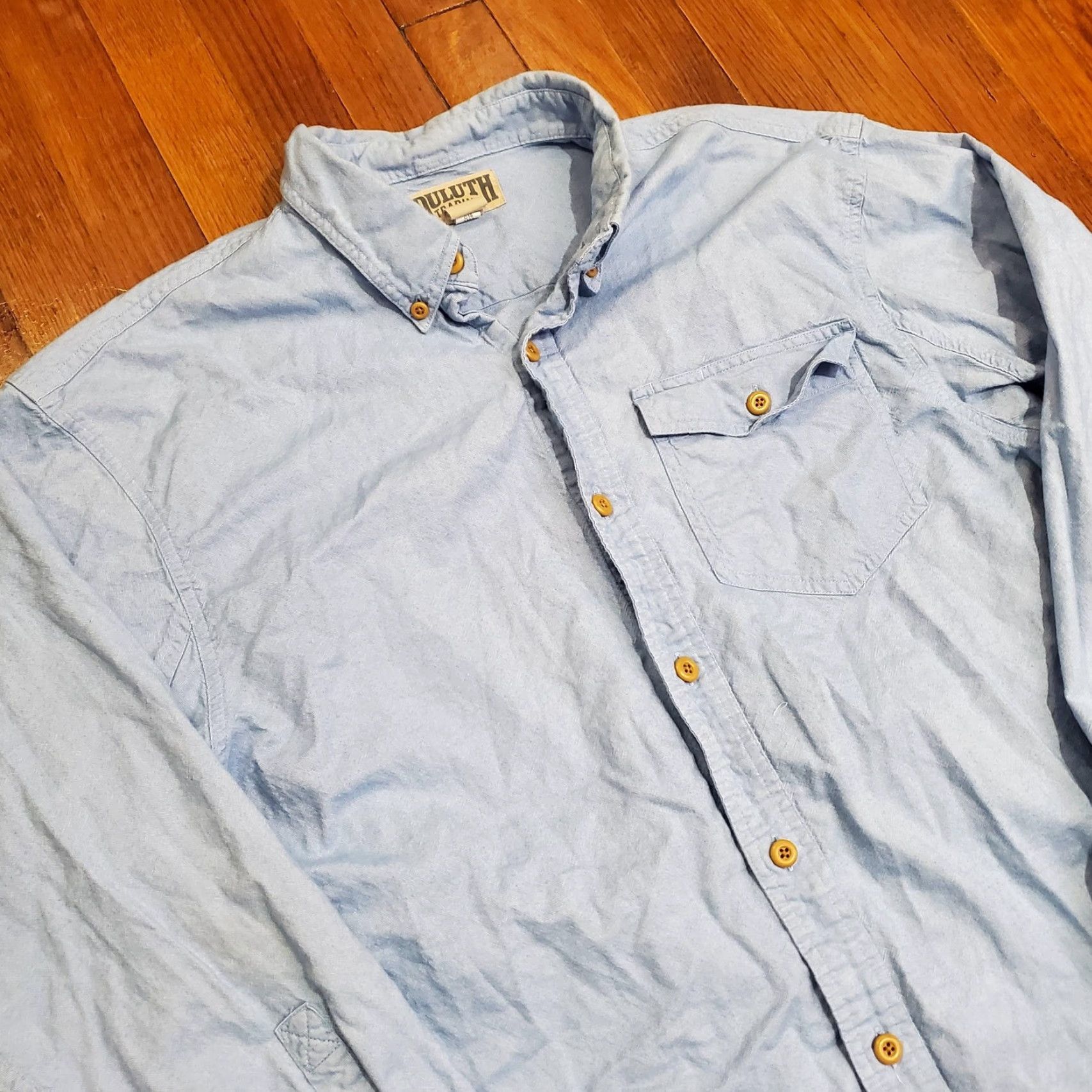 Duluth Trading Company Duluth Trading Co Shirt Mens Large Blue Chambray Button Down Long Sleeve Casual Workwear Size US L / EU 52-54 / 3 - 4 Thumbnail