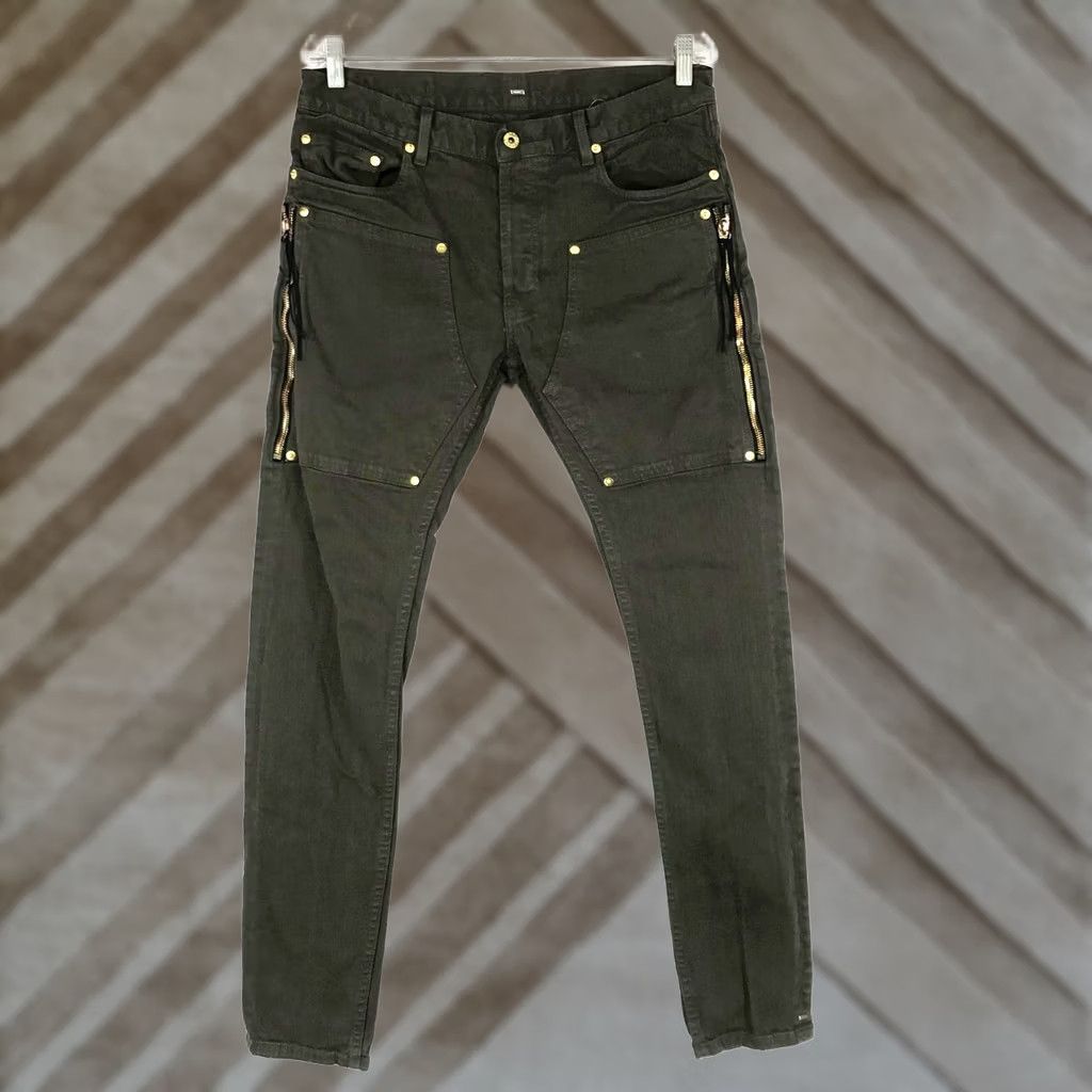 Vintage MR. COMPLETELY - MENS 32 - OLIVE DOUBLE PANEL ZIPPERS JEANS Rockstar Goth Grunge Skinny Size US 32 / EU 48 - 1 Thumbnail