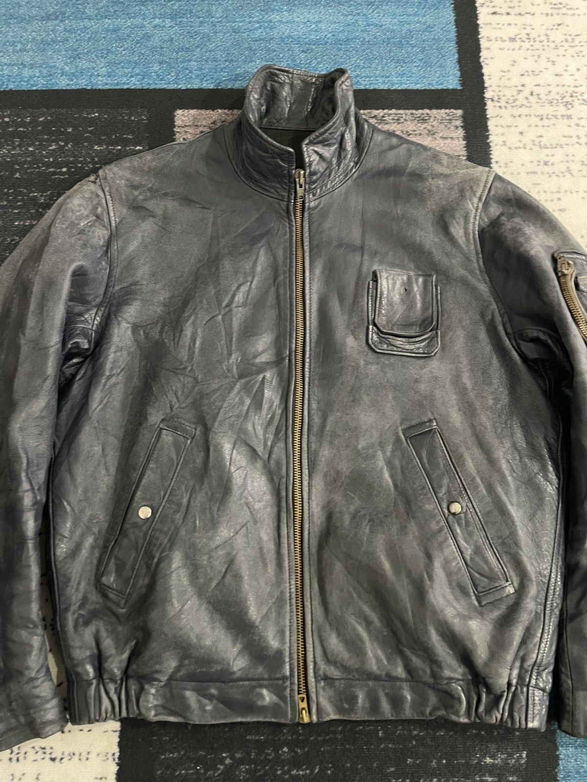 Vintage Vintage 1960’s French Air Force Faded Leather Jacket Size US L / EU 52-54 / 3 - 5 Thumbnail