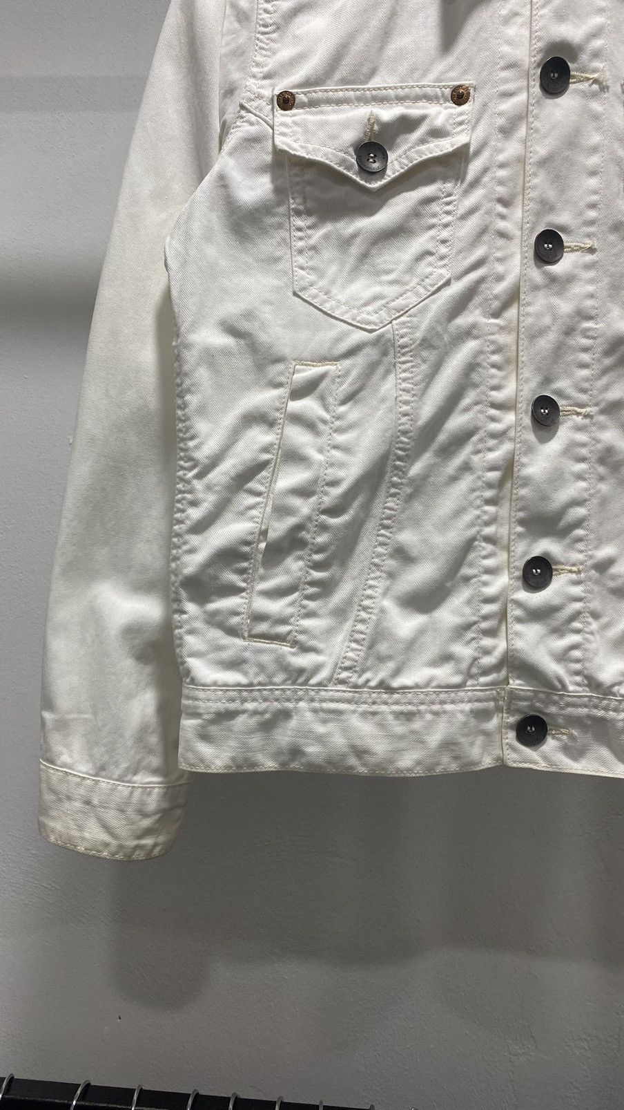 Edwin × Japanese Brand × Vintage Edwin 503 White Denim Jacket 90s Size US S / EU 44-46 / 1 - 5 Thumbnail