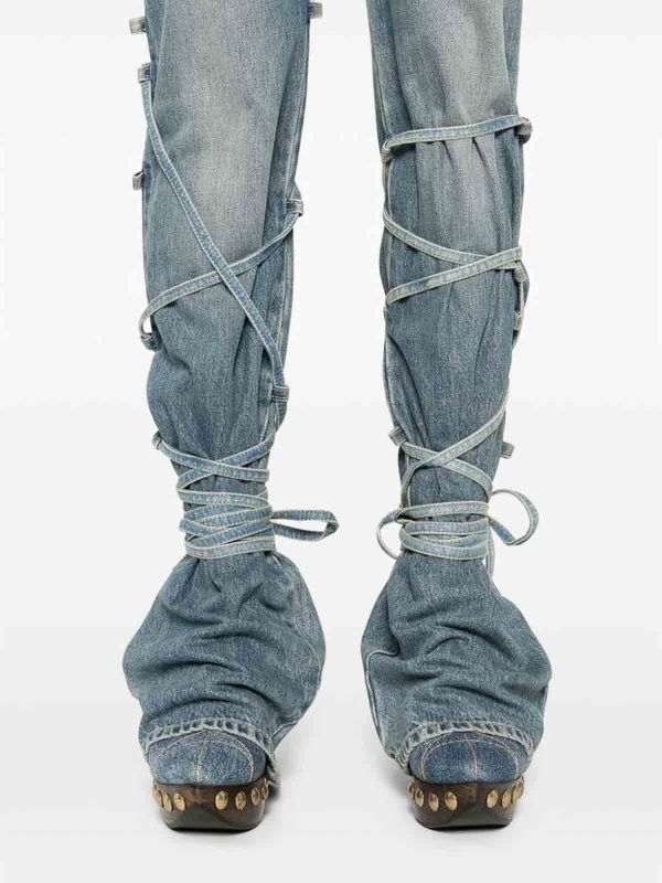 Alexander McQueen o1srvl11e0226 Tied Jeans In Blue Size 28" / US 6 / IT 42 - 3 Thumbnail