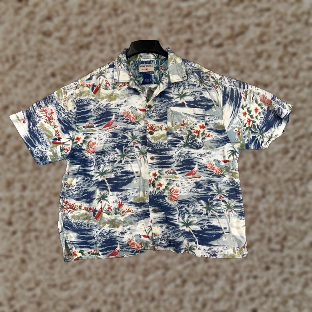 High Sierra High Sierra Shirt Adult Large Blue Floral Palm Ocean Print 100% Rayon Hawaiian Size US L / EU 52-54 / 3 - 1 Thumbnail