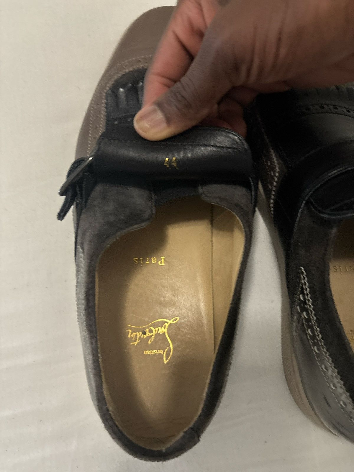 Christian Louboutin Christian Louboutin Kiltie Moc Sneakers Black Taupe Leather Size US 10 / EU 43 - 5 Thumbnail