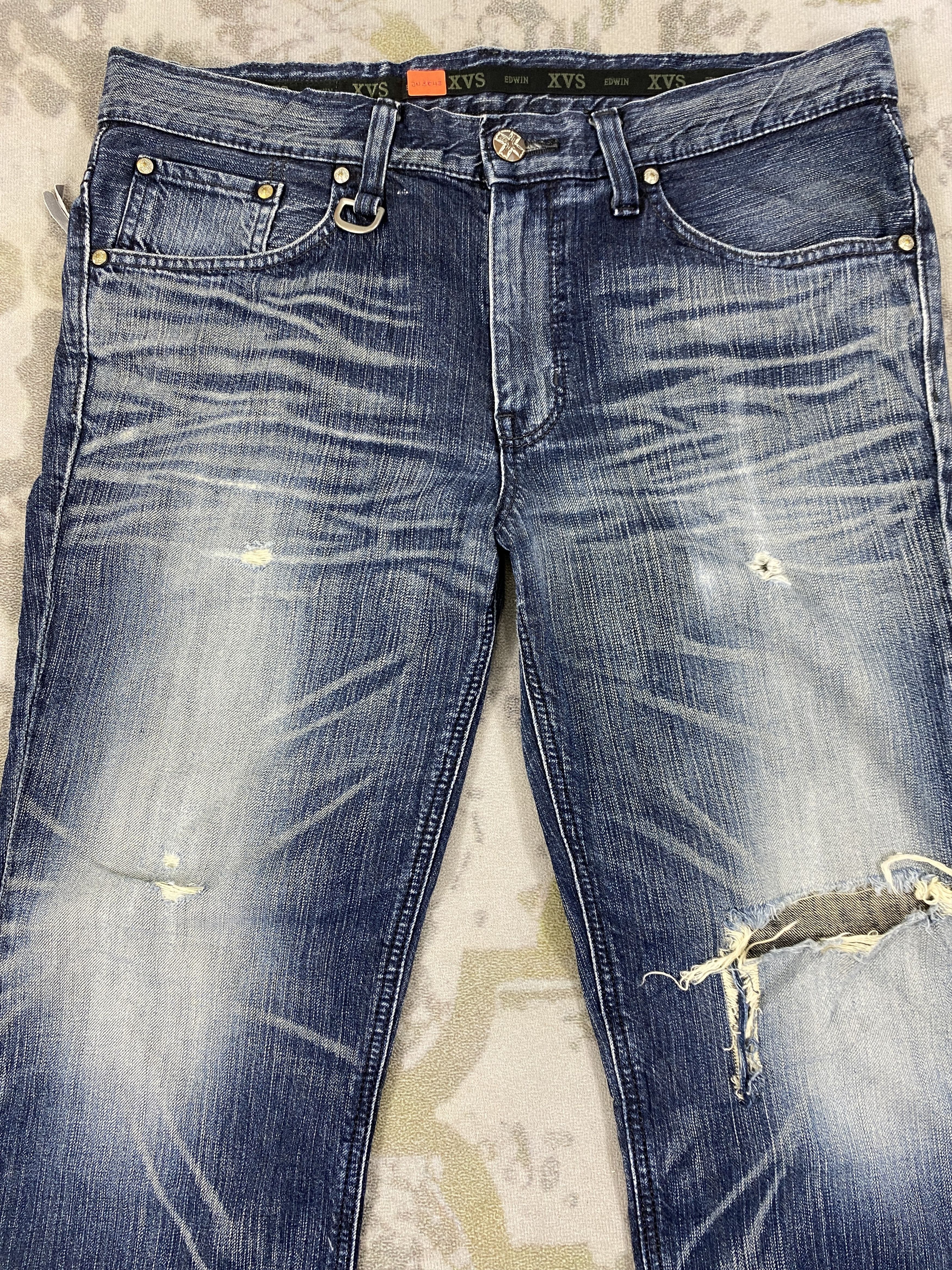 Japanese Brand Distressed Blue Vintage Edwin XVS Jeans 37x30 Denim- JN3843 Size US 37 - 3 Thumbnail
