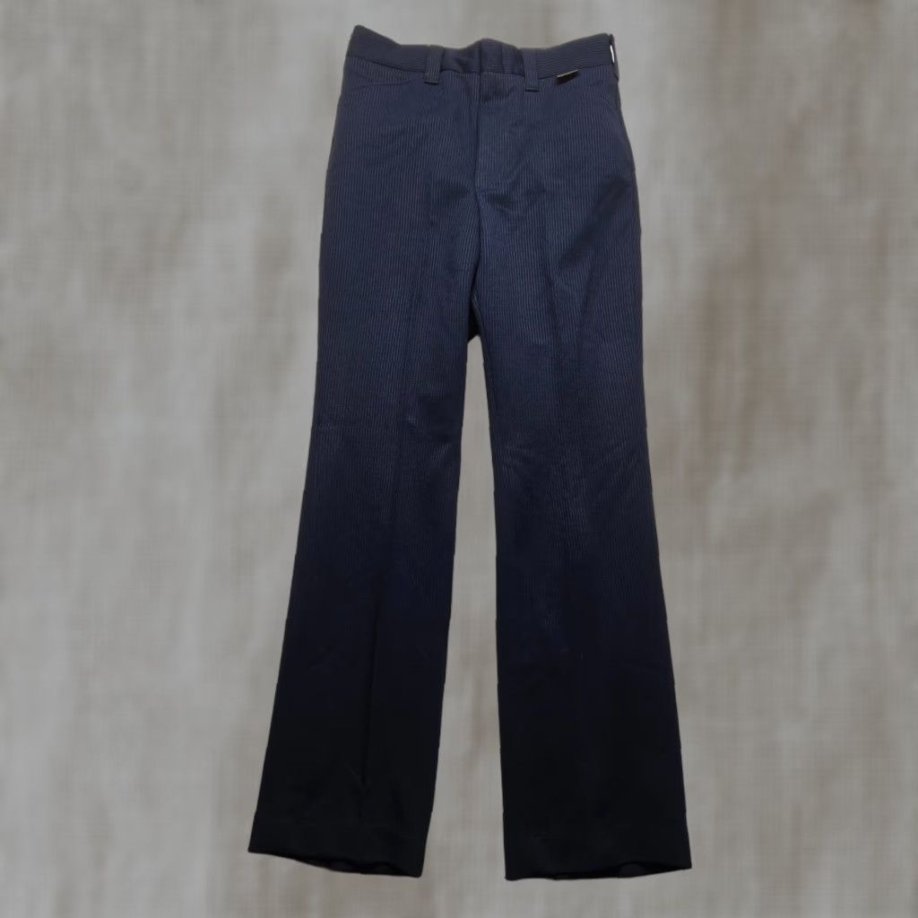 Wrangler VINTAGE Mr. Wrangler Blue Knit Flare Cuffed Plaid Pants 29 x 32 Mens 70s Polyester Vintage Pants Blue Wrangler 29 32 Men’s Size US 29 - 1 Thumbnail