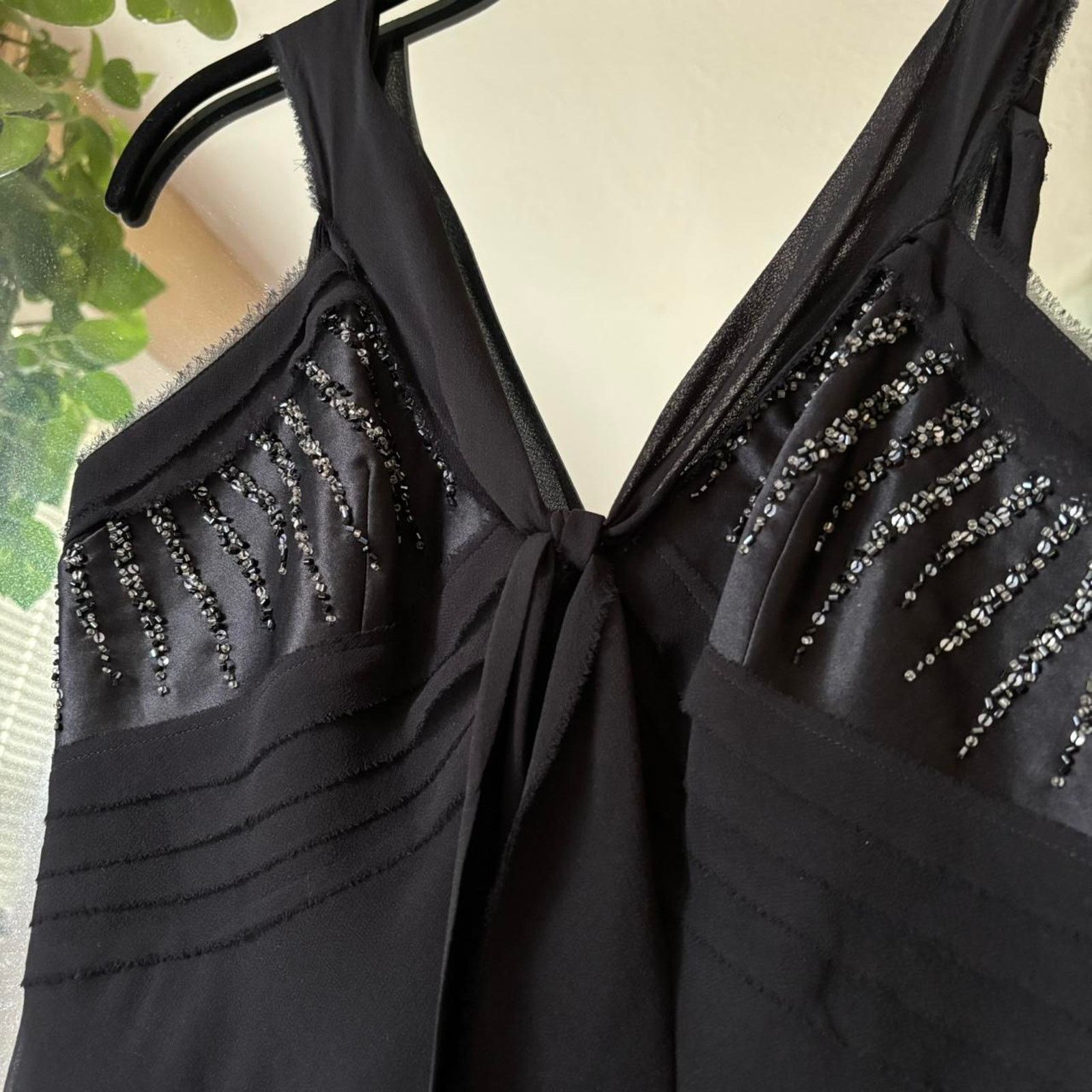 Bcbgmaxazria Vintage BCBG Maxazria Y2K Silk Beaded Little Black Dress 6 Size M / US 6-8 / IT 42-44 - 5 Thumbnail