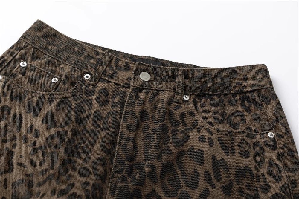Japanese Brand × Jean Vintage washed distressed cool leopard camouflage jeans y2k Size US 34 / EU 50 - 3 Thumbnail