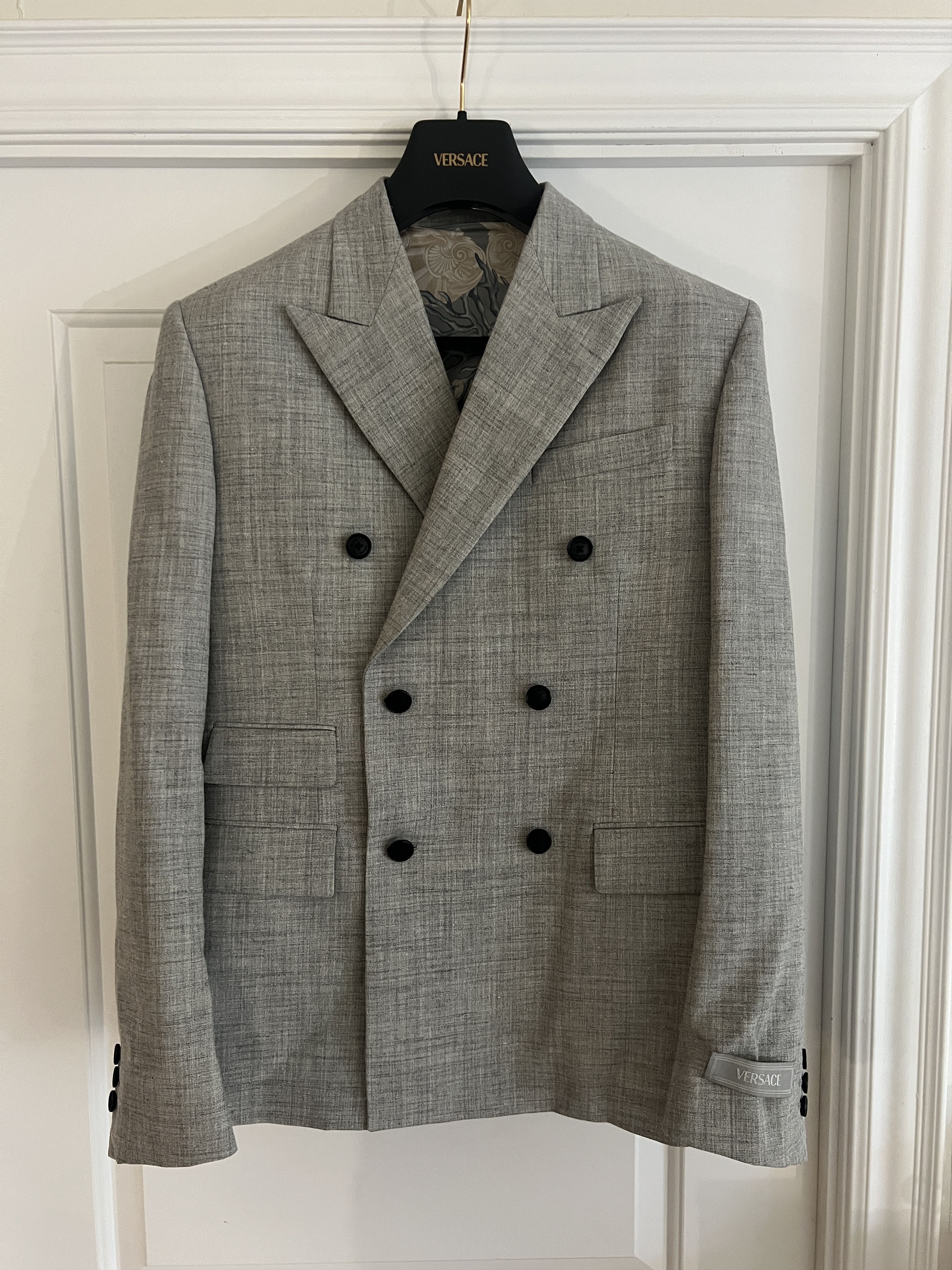 Versace AUTHENTIC VERSACE SUIT Gray Wool-Blend Double-Breasted Size 38R - 10 Thumbnail