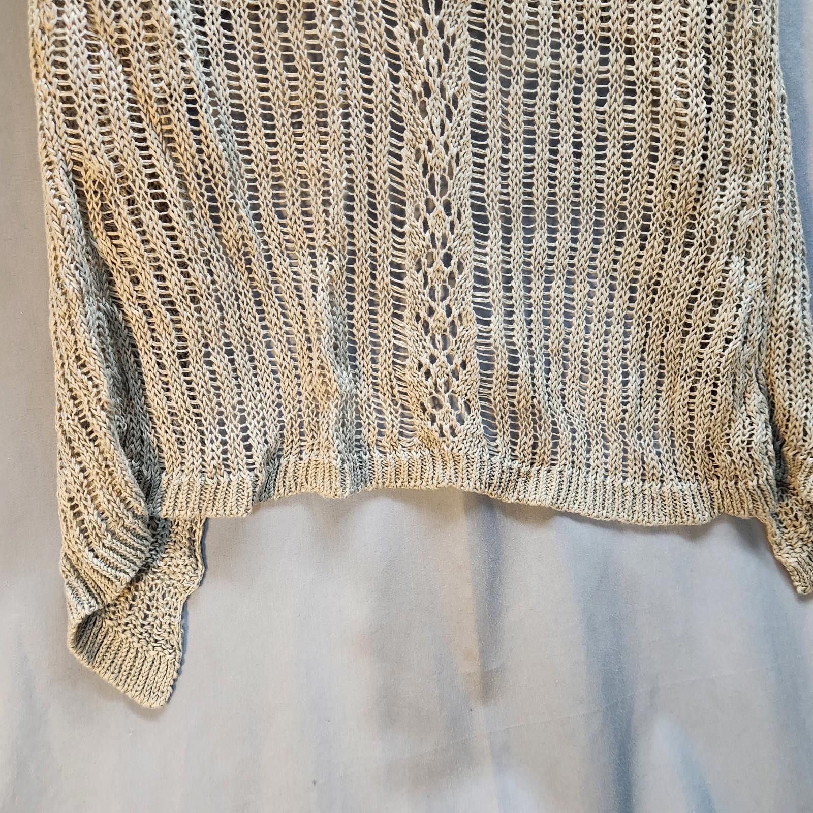 Sundae School Sundance Long Sleeve Linen Crochet Style Top Size Large Size L / US 10 / IT 46 - 3 Thumbnail