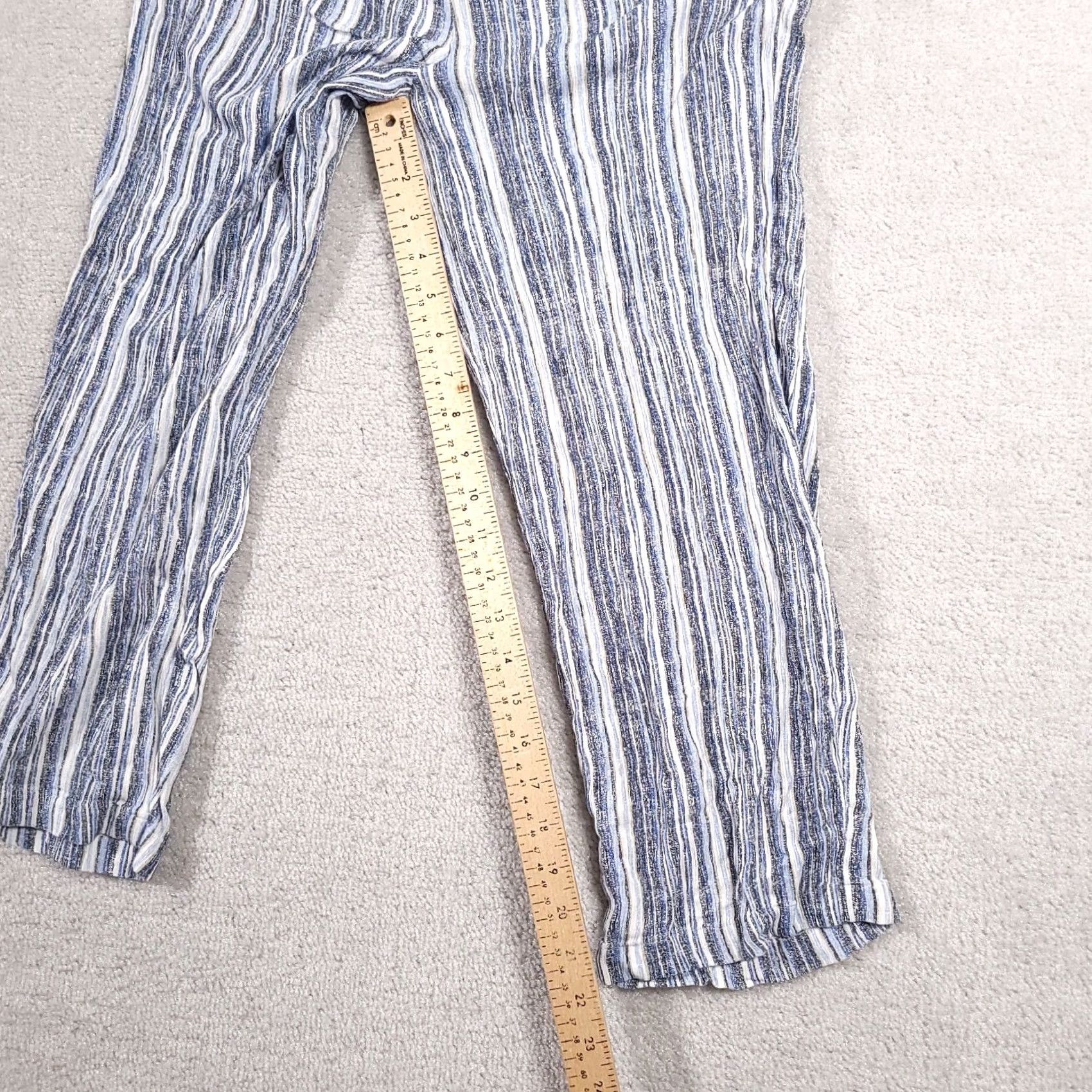 Nine West Nine West Capri Pants Women Large Blue Stripe Pockets Soft Comfort Cotton Rayon Pull On Tapered Leg Flat Front Casual Vintage: No Size 36" / US 14 / IT 50 - 7 Thumbnail