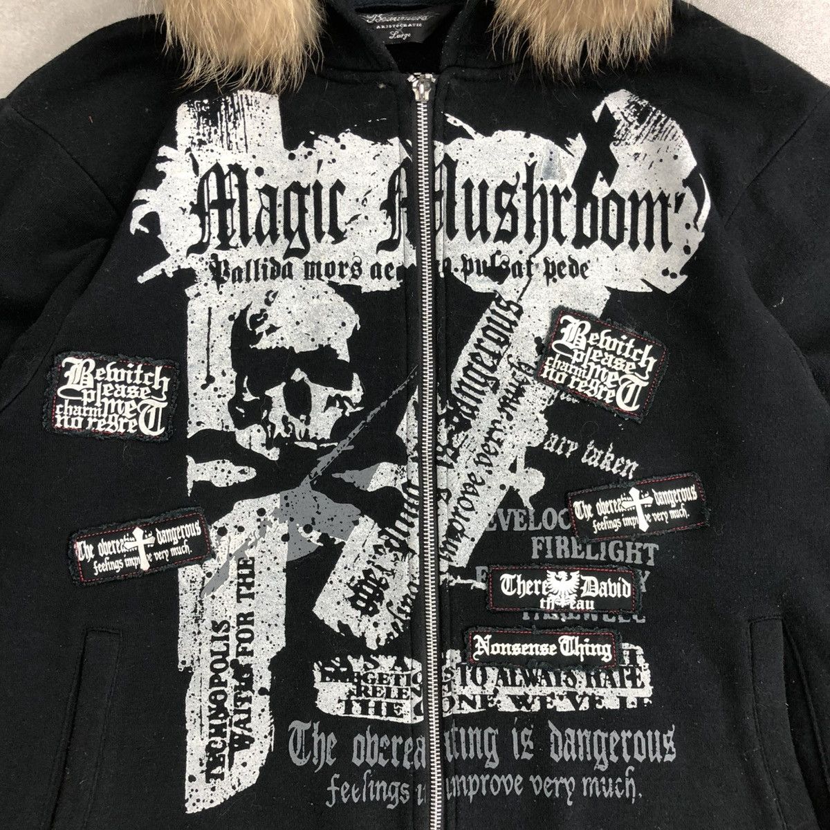 If Six Was Nine 2000s Beaumere Skulls Poem Patch Gothic Punk Fur Zip Hoodie Size US L / EU 52-54 / 3 - 6 Thumbnail