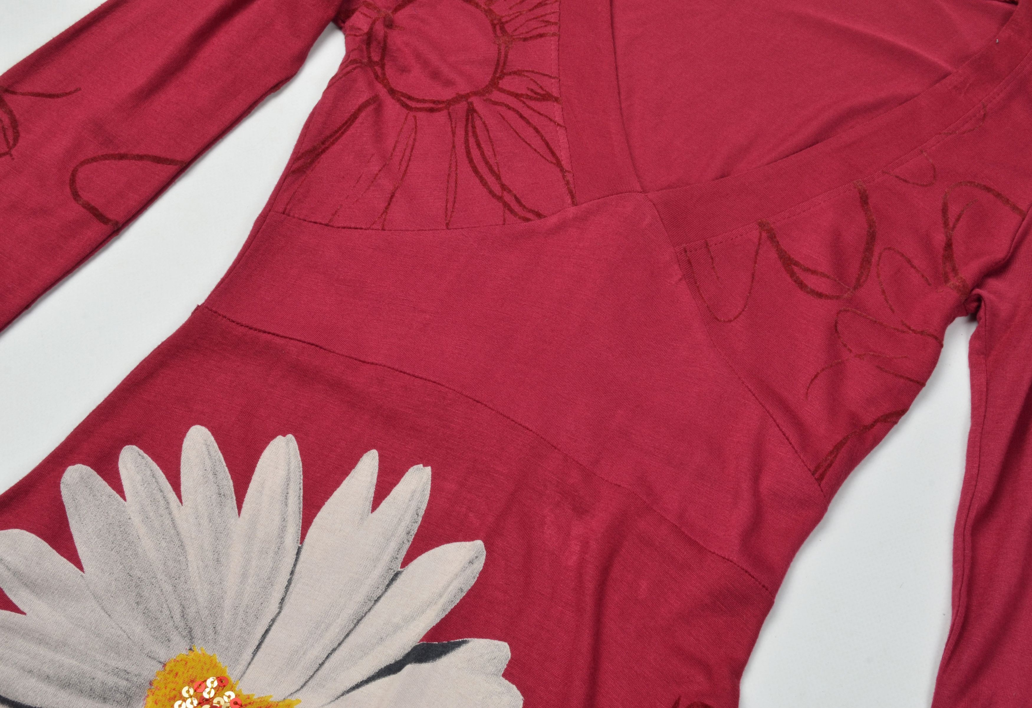 Desigual Desigual Y2K Boho V-Neck Long Sleeve Floral Beaded Dress Size M / US 6-8 / IT 42-44 - 6 Thumbnail