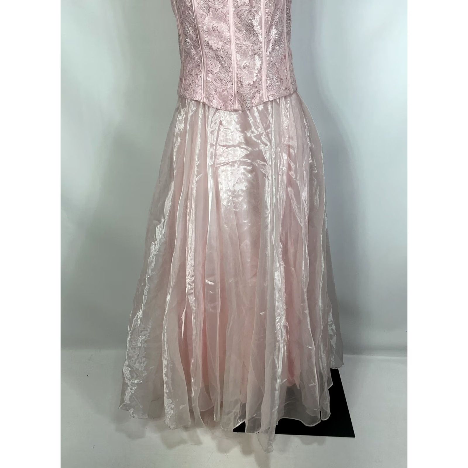 Speedo VINTAGE Aspeed Pink Lace Prom Dress Maxi Ball Gown Corset 90S Y2K Grunge Large Size L / US 10 / IT 46 - 4 Thumbnail