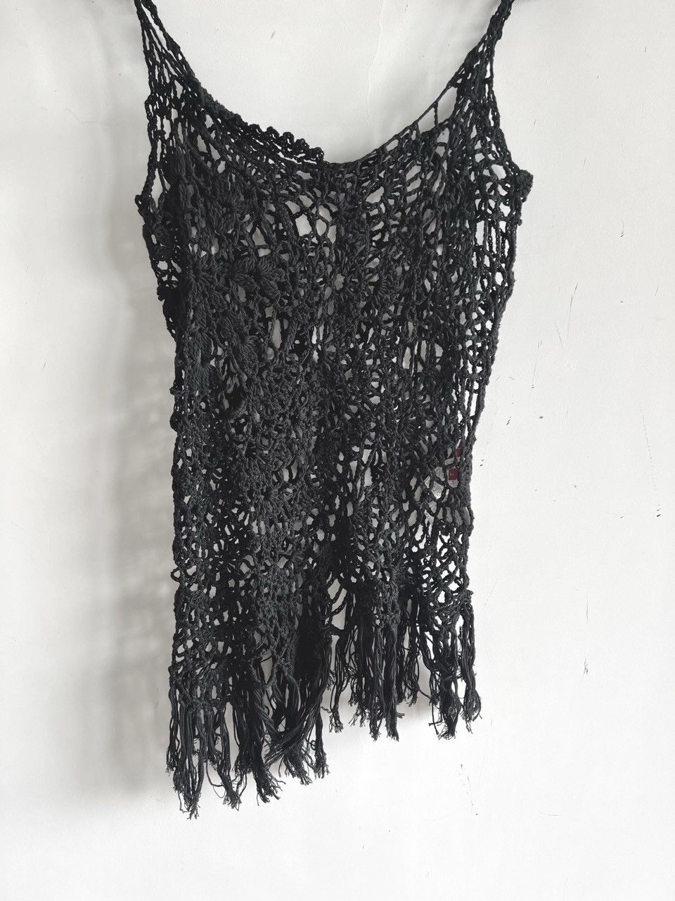 Yohji Yamamoto Y's Yohji Yamamoto - Cotton Crochet Fringe Camisole Top Size S / US 4 / IT 40 - 3 Thumbnail