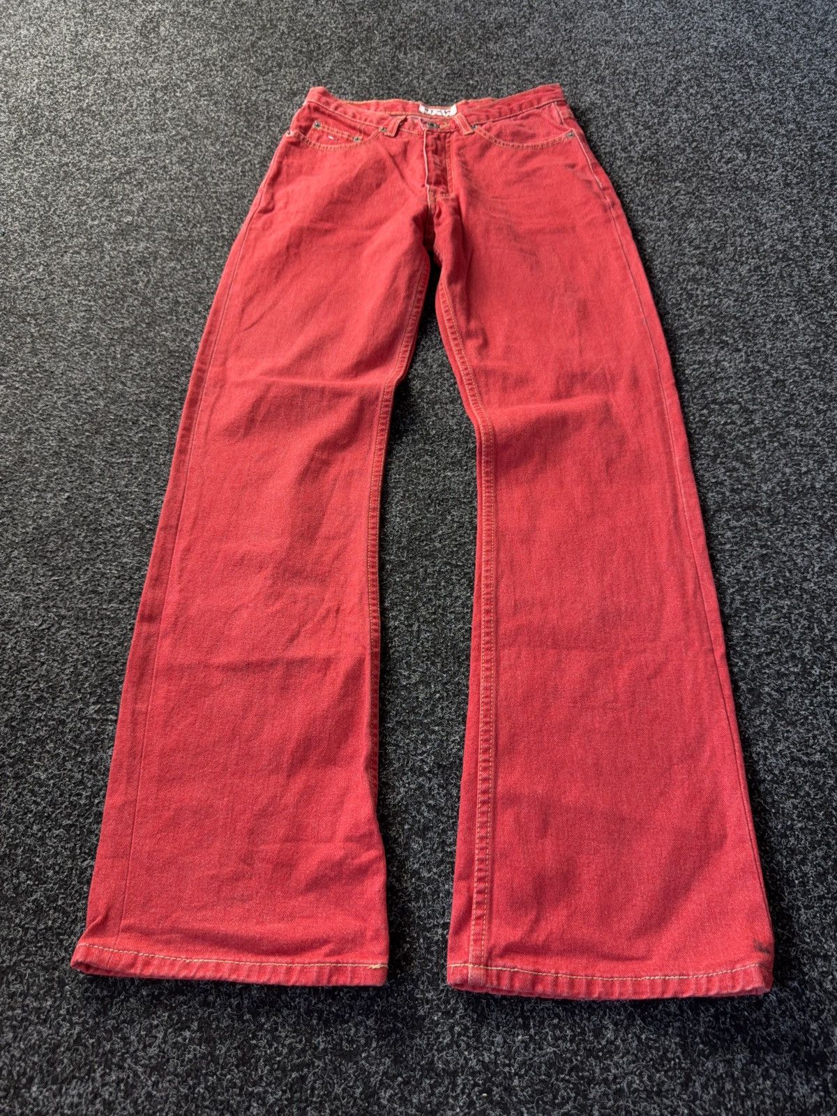 Japanese Brand × Tommy Hilfiger Tommy Hilfiger Hipster Red Flare Jeans Y2K Japanese style Size 27" / US 4 / IT 40 - 1 Thumbnail