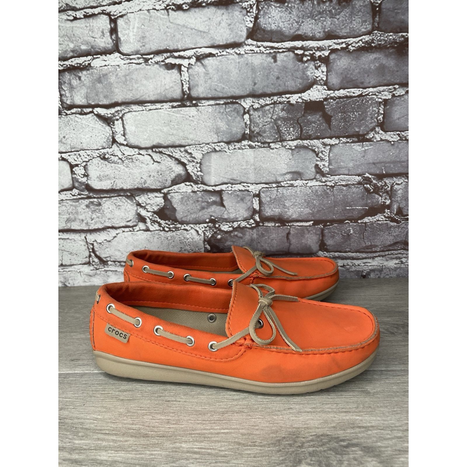 Crocs CROCS Beach Line Orange Synthetic Slip on Boat Loafers Women Size US 8 / IT 38 - 7 Thumbnail