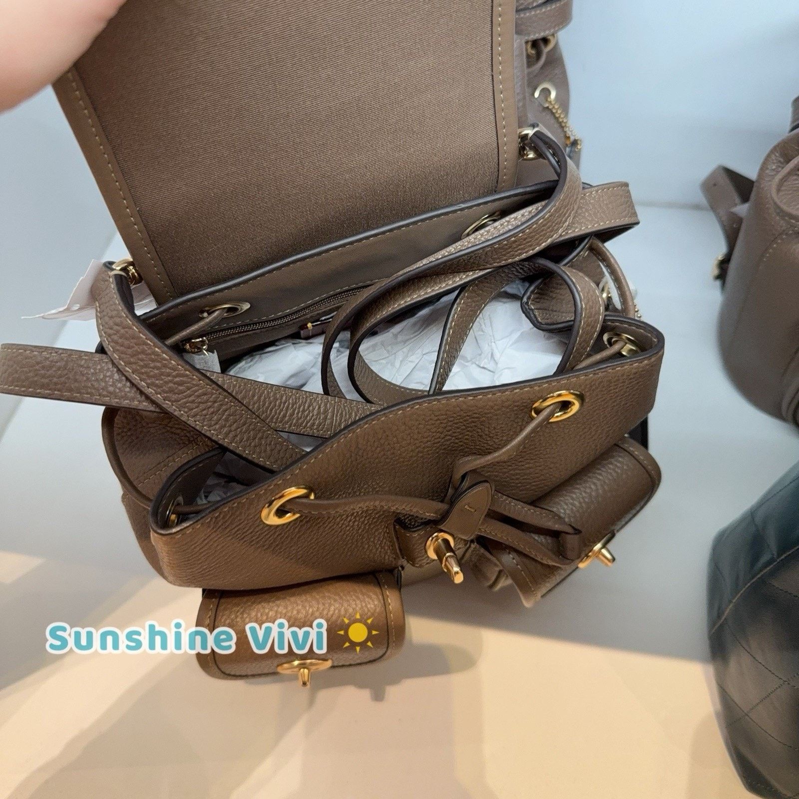 Coach NWT Coach Hadley Backpack CBH09 pebble leather Dark stone Size ONE SIZE - 5 Thumbnail