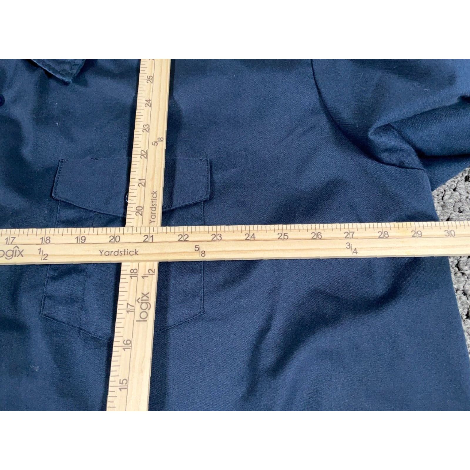 Vintage VTG Key Imperial Work Shirt Adults 19-20 Big Dark Blue Lightweight Workwear Button-Up Cotton Polyester Blend Casual, 80s 90s Grunge Retro Mens Size US XXL / EU 58 / 5 - 7 Thumbnail