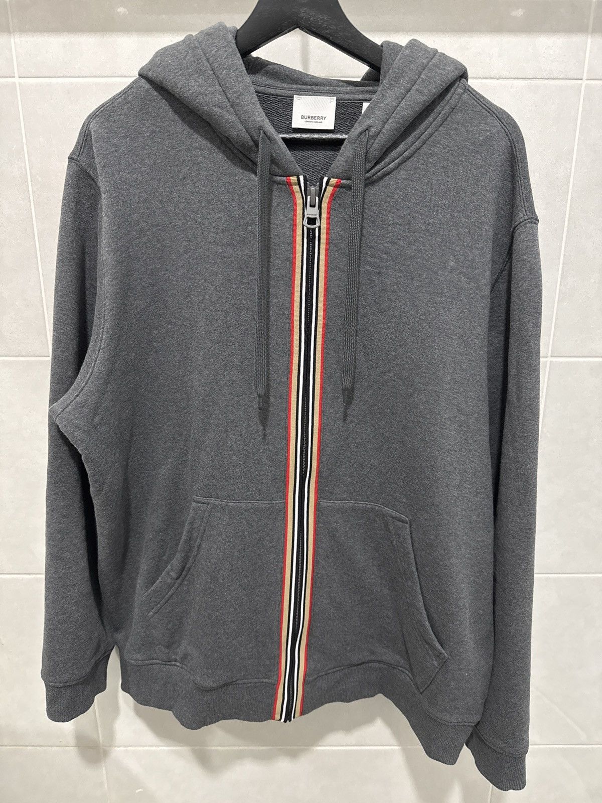 BURBERRY ICON STRIPE FLEECE SWEATSHIRT L