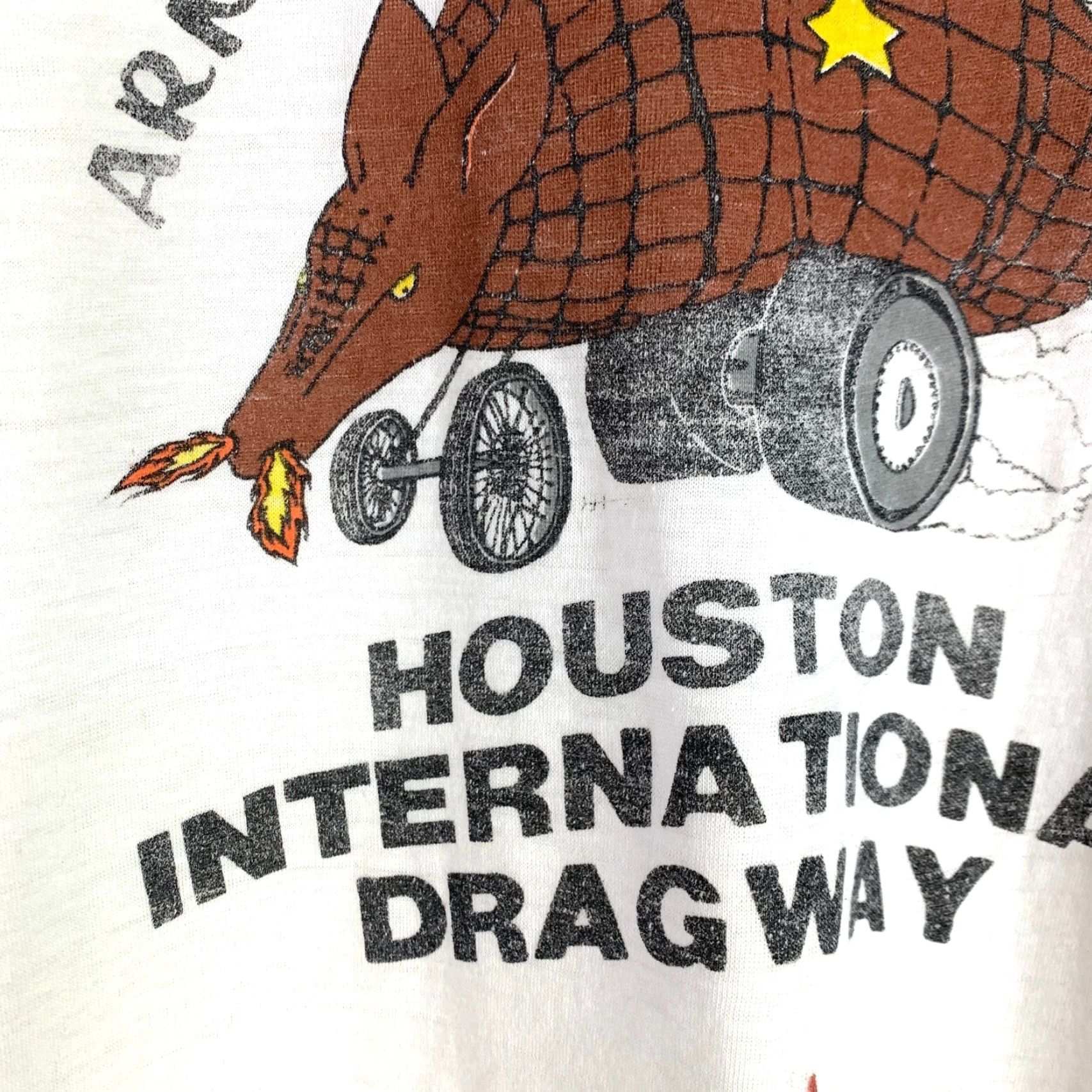 Vintage Vtg Armadillo Nationals Houston International Dragway Single Stitch Tee Shirt Shirt Mens L White Graphic Print 80s 90s Grunge Size US L / EU 52-54 / 3 - 5 Thumbnail