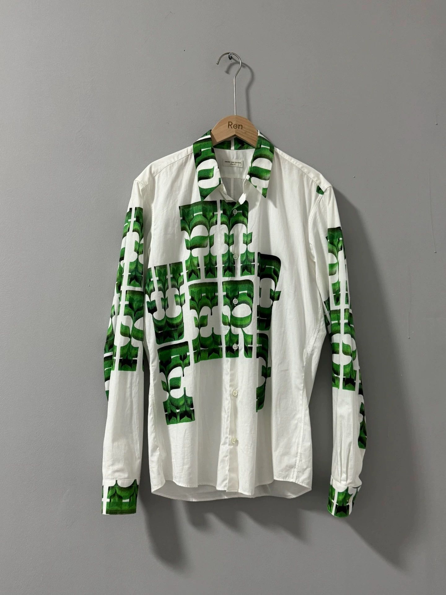 Dries Van Noten Dries Van Noten new green print LS shirt 46 Size US S / EU 44-46 / 1 - 1 Thumbnail