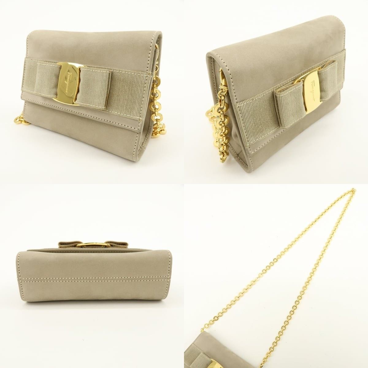 Salvatore Ferragamo Ferragamo Vara Suede Flap Bag Beige Size ONE SIZE - 3 Thumbnail