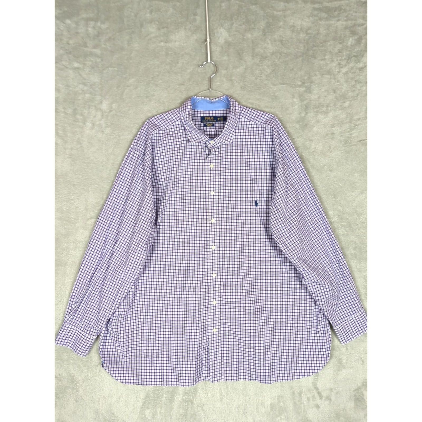 Polo Ralph Lauren Polo Ralph Lauren Purple Check Shirt mens 3XB Long Sleeve Button-Up Collared Lightweight Cotton Woven Big & Tall casual travel Size US XXL / EU 58 / 5 - 2 Thumbnail