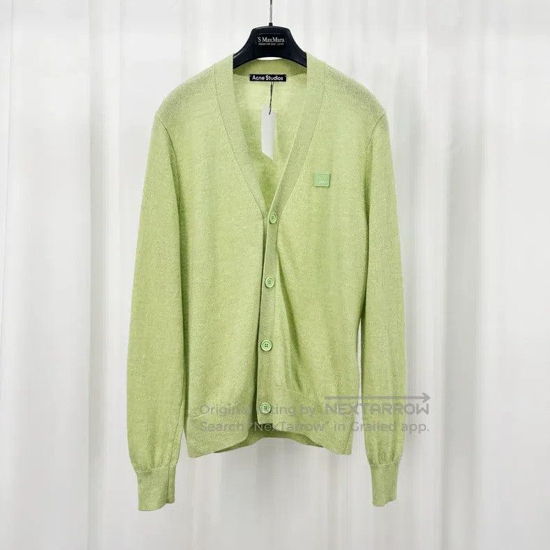 Acne Studios Acne Studios Apple Green Embroidered Face Knit Cardigan Size XXS / US 00 / IT 34 - 1 Thumbnail