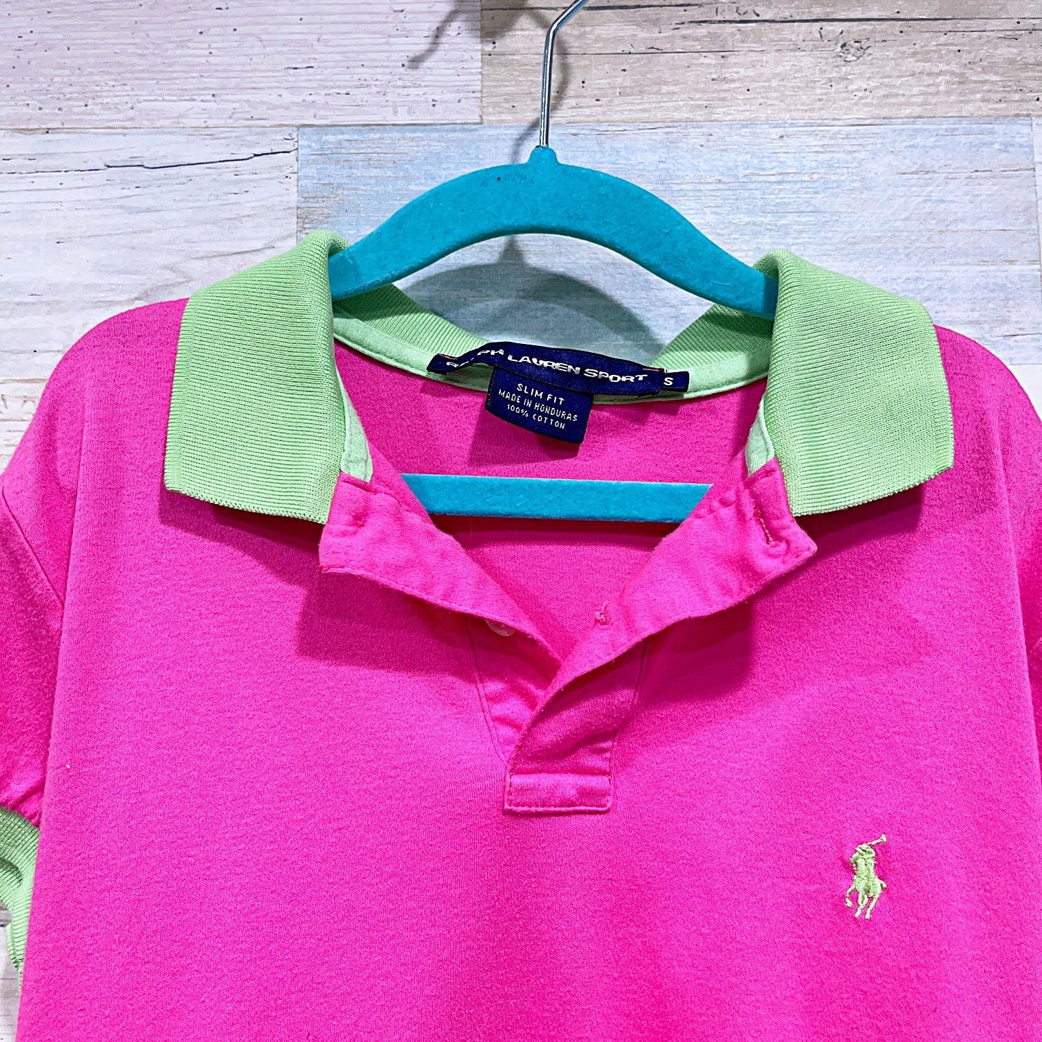 Ralph Lauren Sport Ralph Lauren Sport Y2K Baby Polo Tee Pink Green Slim Prep S Size S / US 4 / IT 40 - 2 Thumbnail