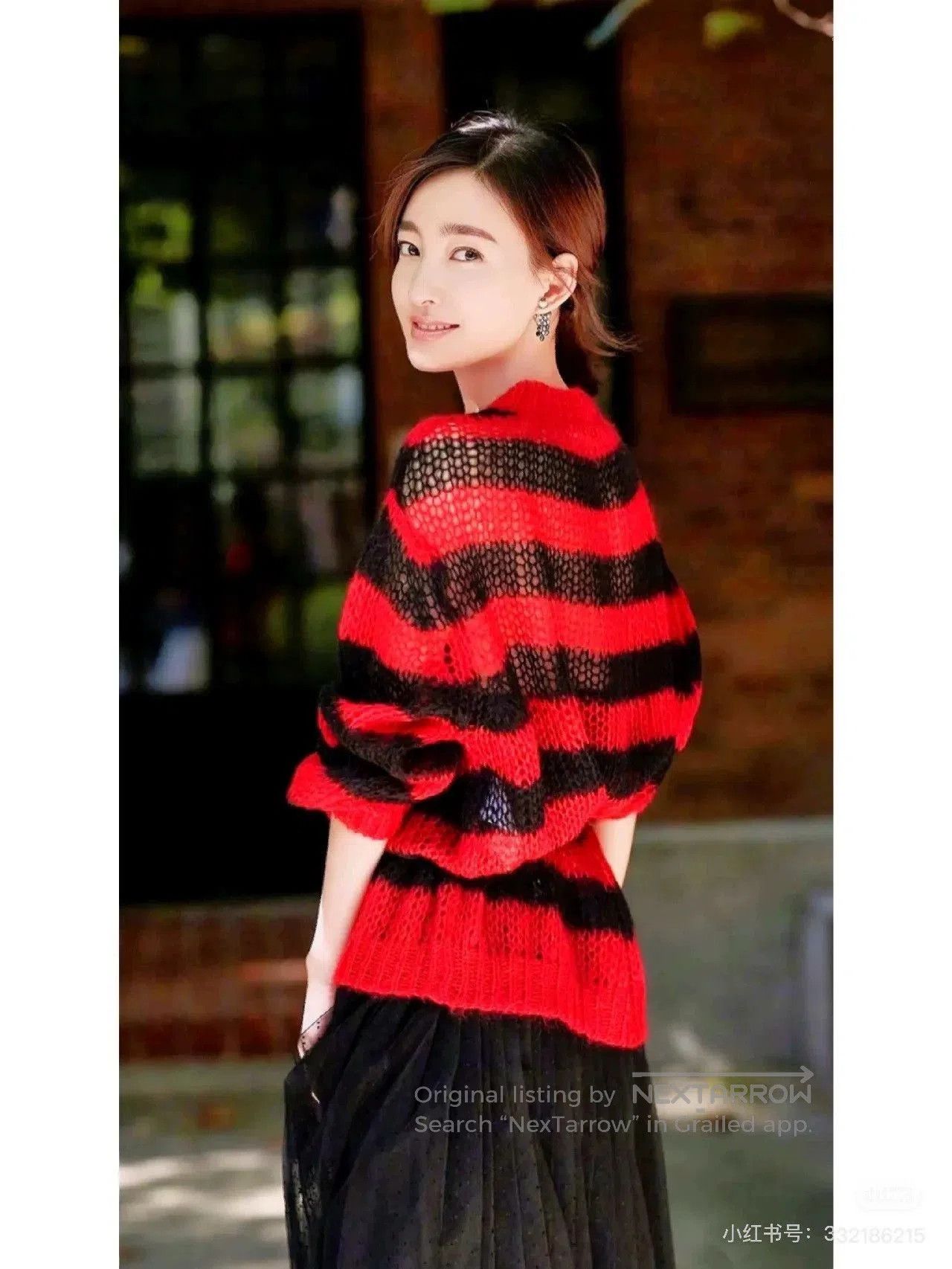 Dior dior red black striped mohair knit top. Size US S / EU 44-46 / 1 - 1 Thumbnail