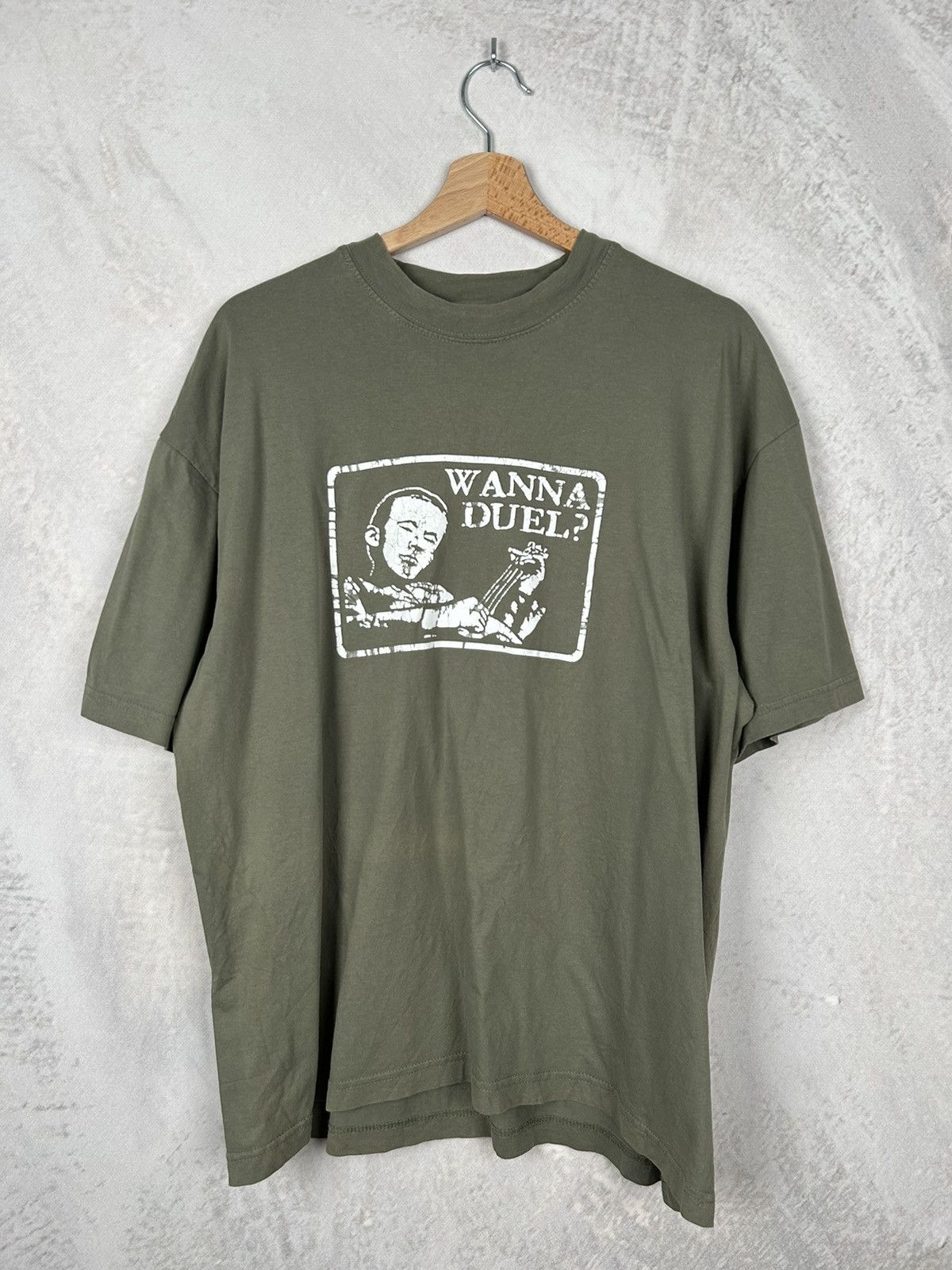 Vintage Vintage Graphic Tee Wanna Duel 90s Y2K Khaki Skate Size US XL / EU 56 / 4 - 1 Thumbnail