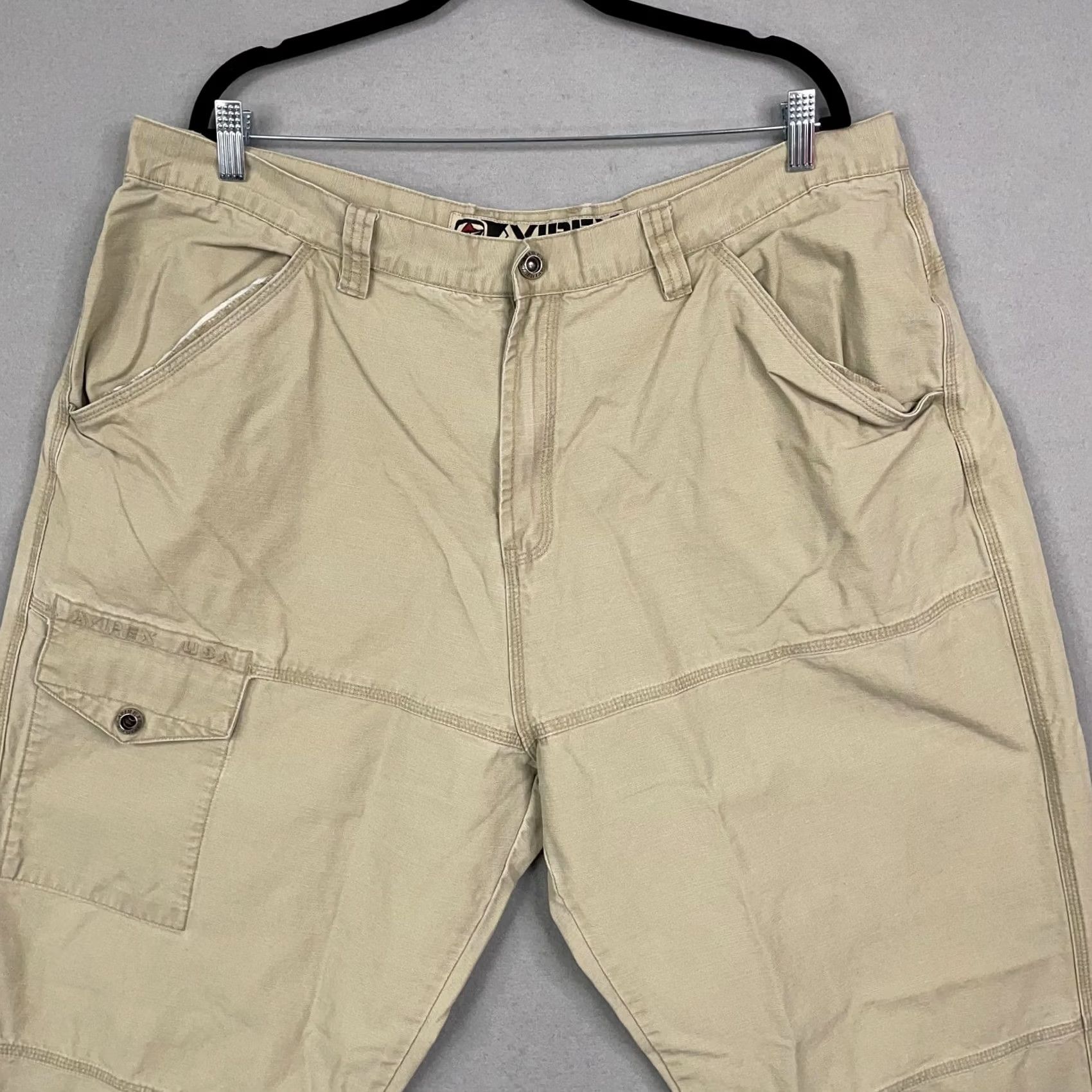 Avirex Avirex Pants Mens 42 Khaki Carpenter Workwear Utility Cargo Pockets Zip Fly - Y2K Grunge Size US 42 / EU 58 - 2 Thumbnail
