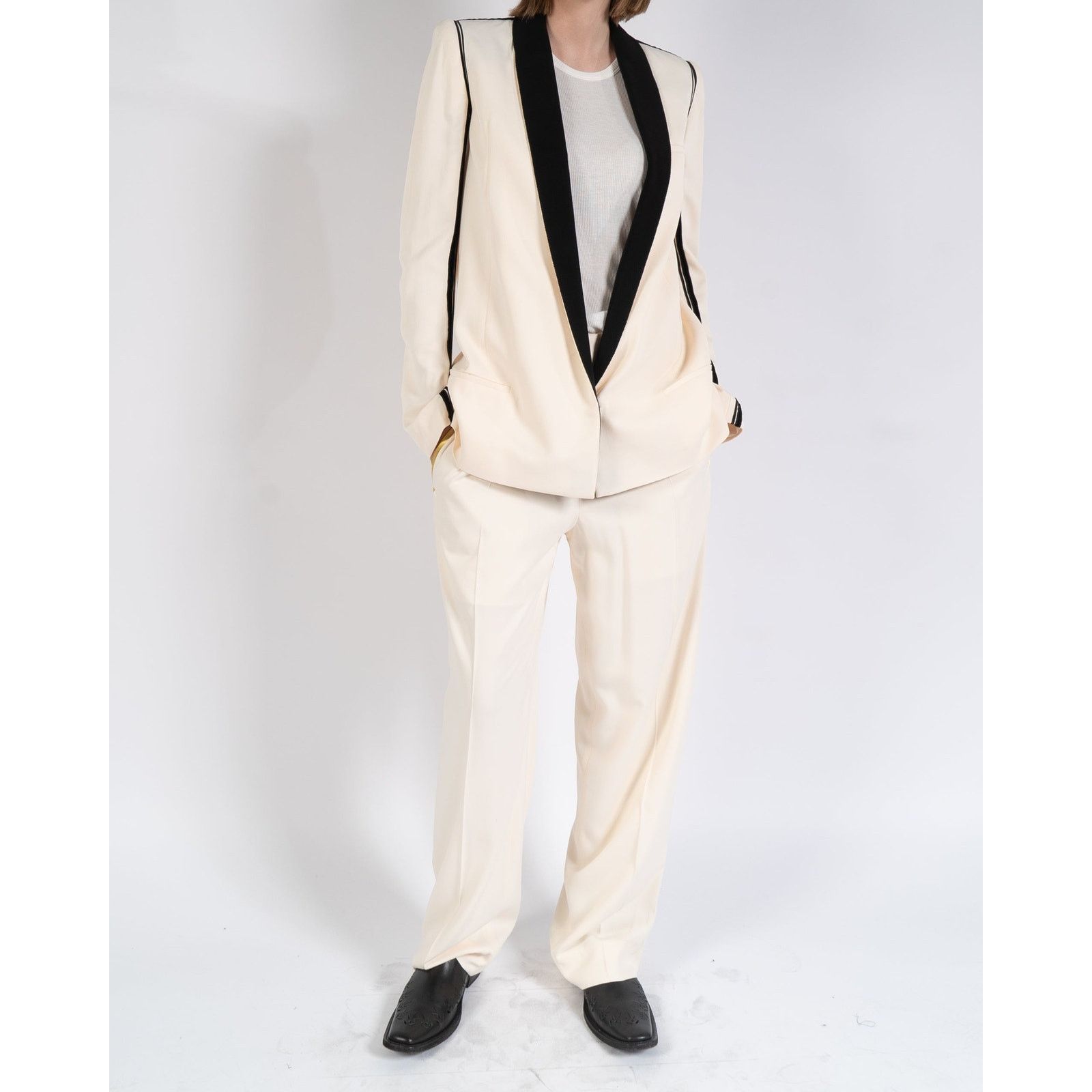 Haider Ackermann SS19 Beige Black Viscose Blazer Size S / US 4 / IT 40 - 9 Thumbnail