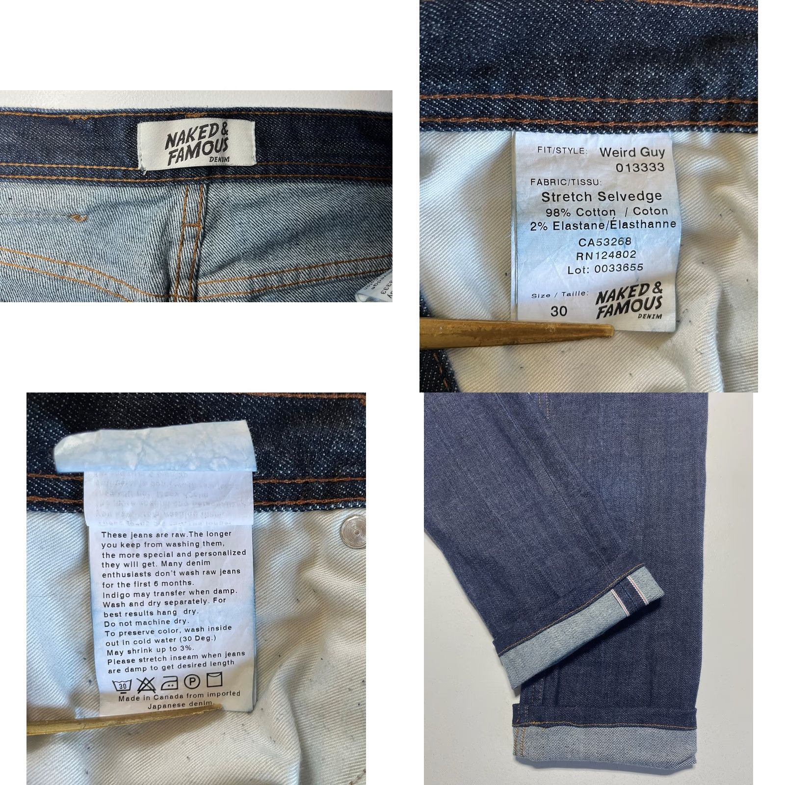 Vintage Naked & Famous Denim Weird Guy Stretch Selvedge Jeans Men’s 30x29 Blue Denim Straight 5-Pocket Authorized Vintage? No - proceed with title only Size US 30 / EU 46 - 8 Thumbnail