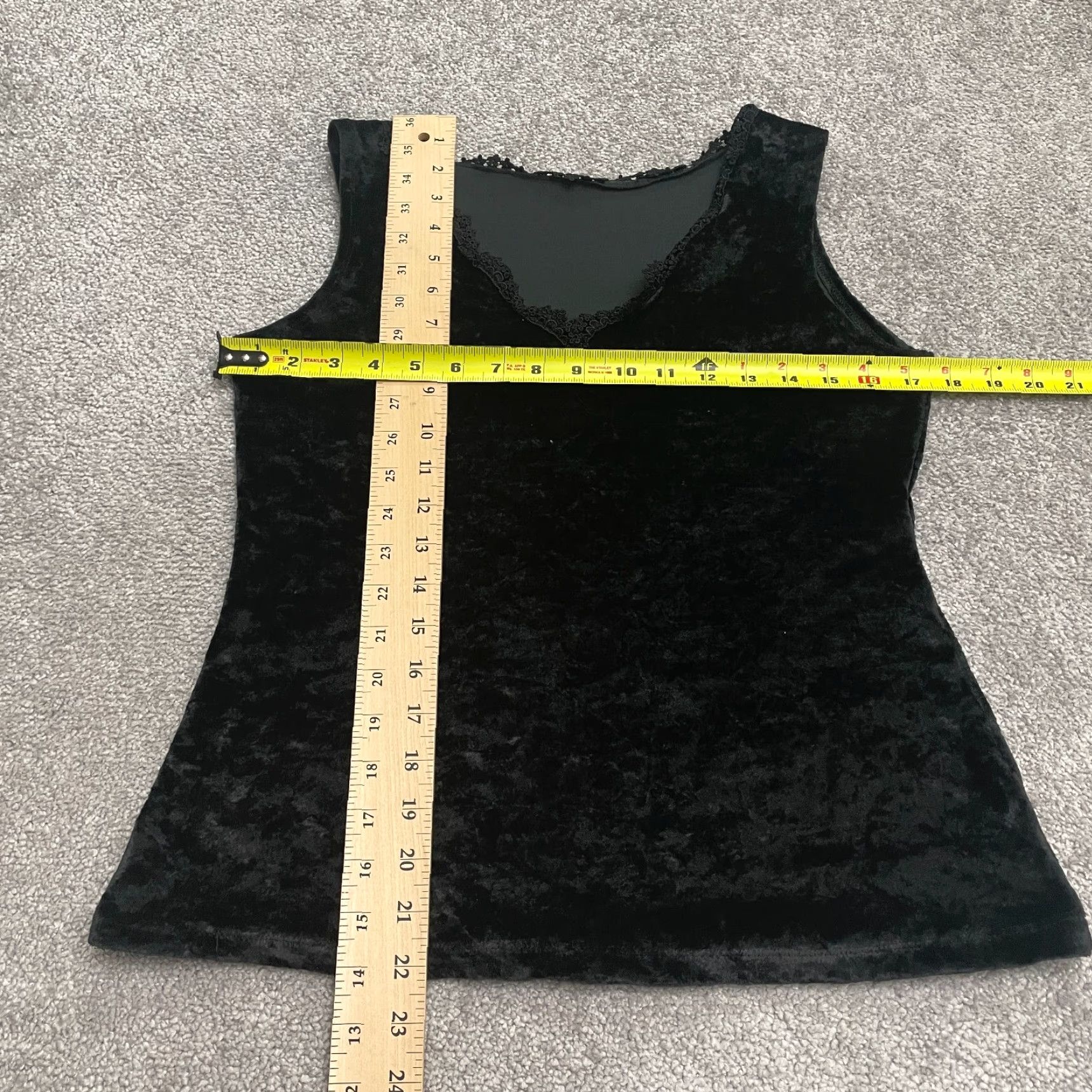 Velvet VINTAGE Worn Out Tank Top Womens M Velvet Lace Trim Black V-Neck Casual Shirt Size M / US 6-8 / IT 42-44 - 7 Thumbnail