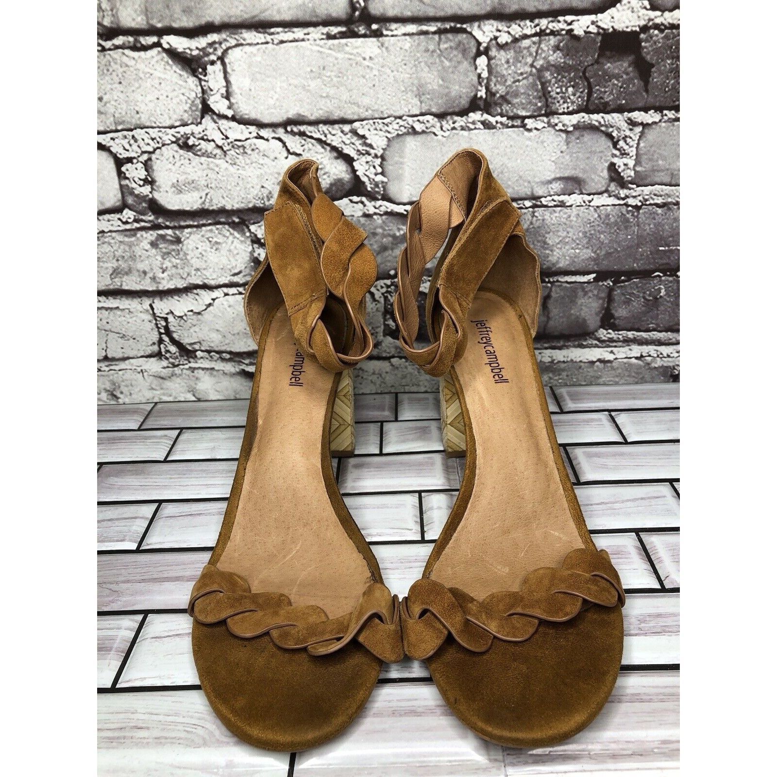 Jeffrey Campbell Jeffrey Campbell Lindsay Brown Suede Leather AnkleStrap Heel Size US 11 / IT 41 - 9 Thumbnail