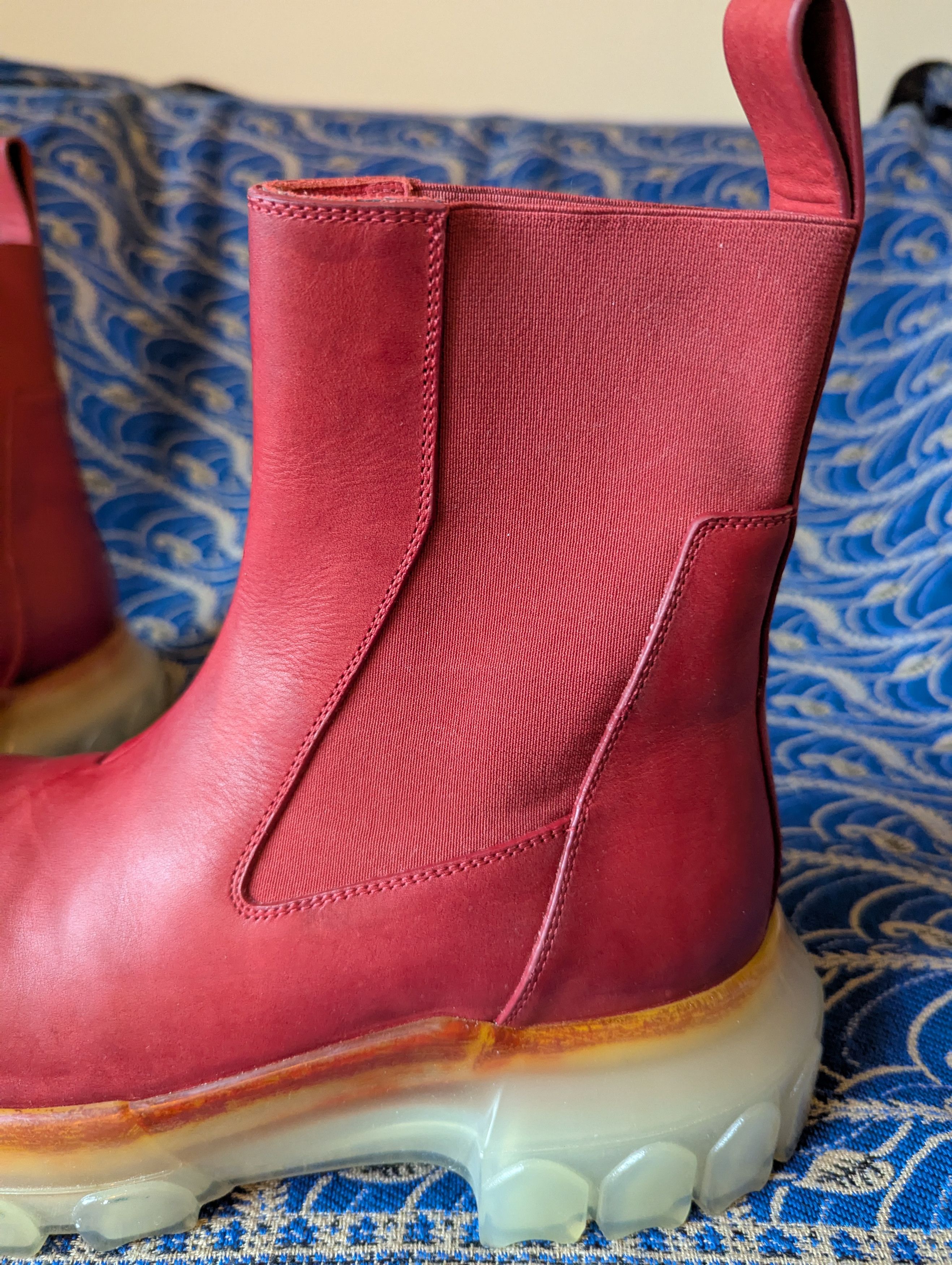 Rick Owens NWOB Red Bozo Tractor Boots w Transparent Sole color "Blood" Size US 6 / EU 39 - 5 Thumbnail