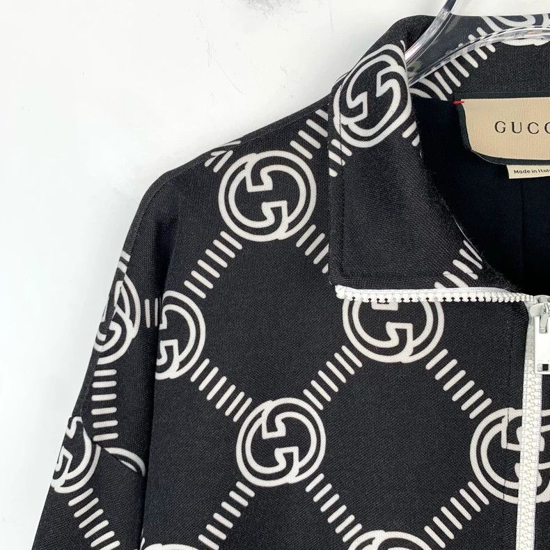 Gucci Gucci Logo sticker double G full print black lapel zipper j Size US M / EU 48-50 / 2 - 3 Thumbnail