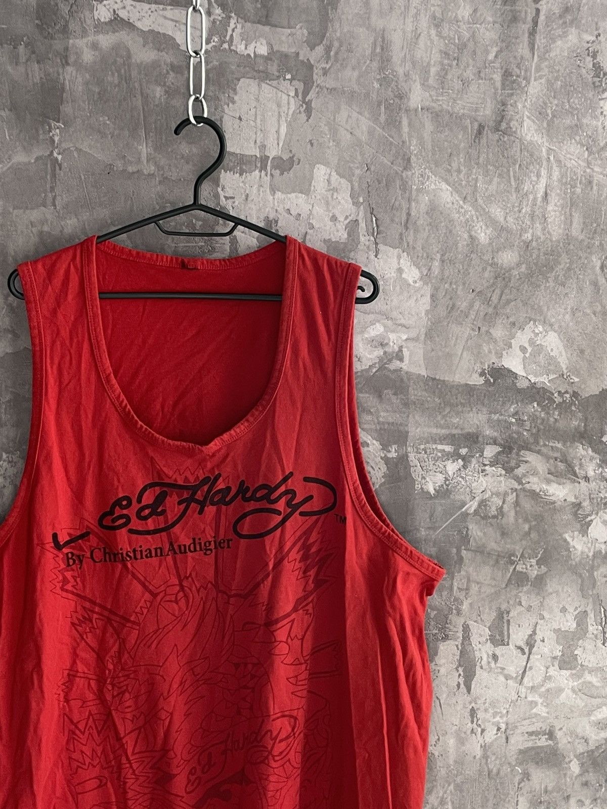 Ed Hardy Vintage Ed Hardy Red Tank Top Y2K 00s Punk Grunge Hype Size US XXL / EU 58 / 5 - 4 Thumbnail