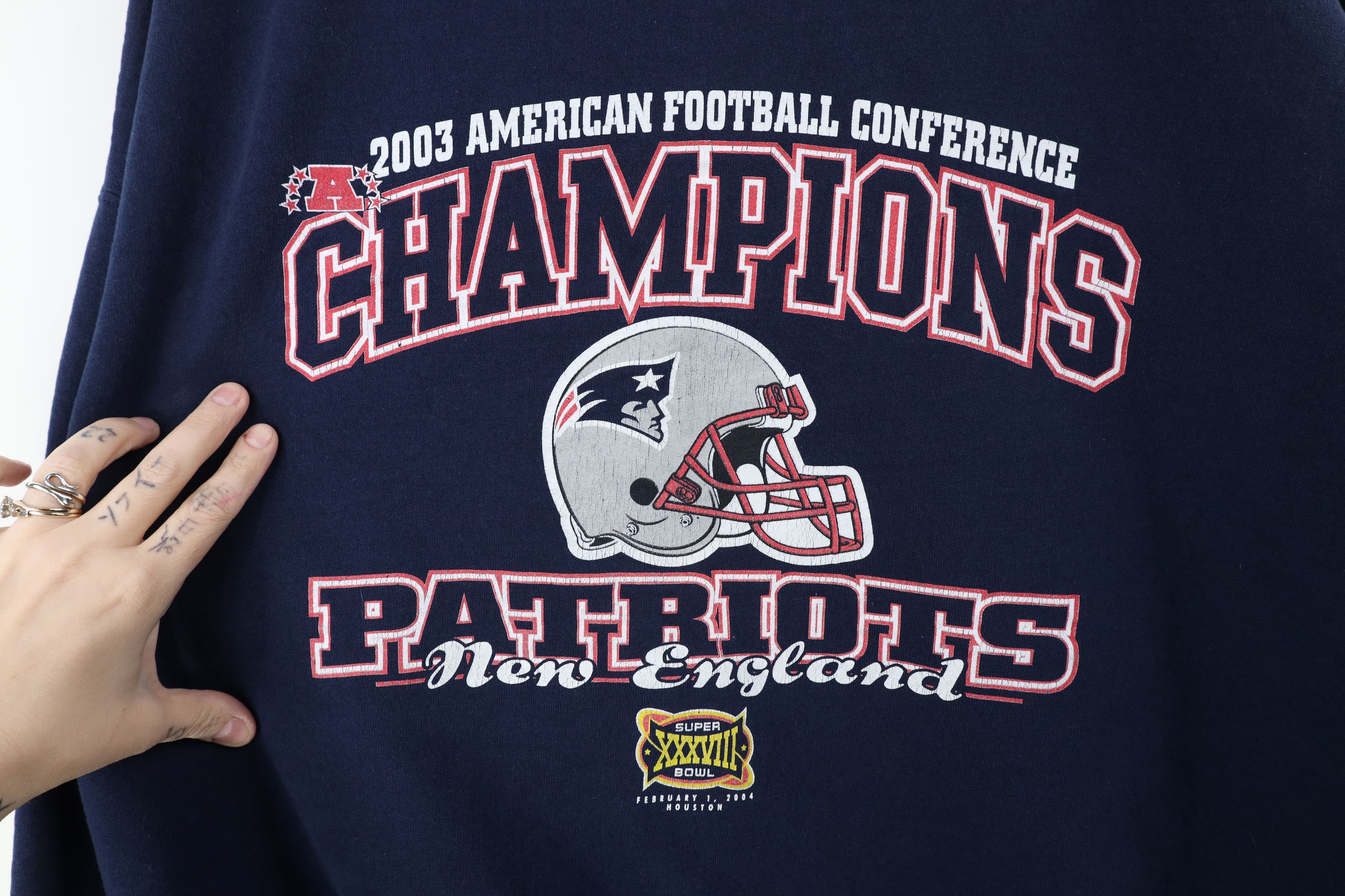 Vintage Vintage Y2K 2003 Champs New England Patriots Sweatshirt Size US XXL / EU 58 / 5 - 4 Thumbnail