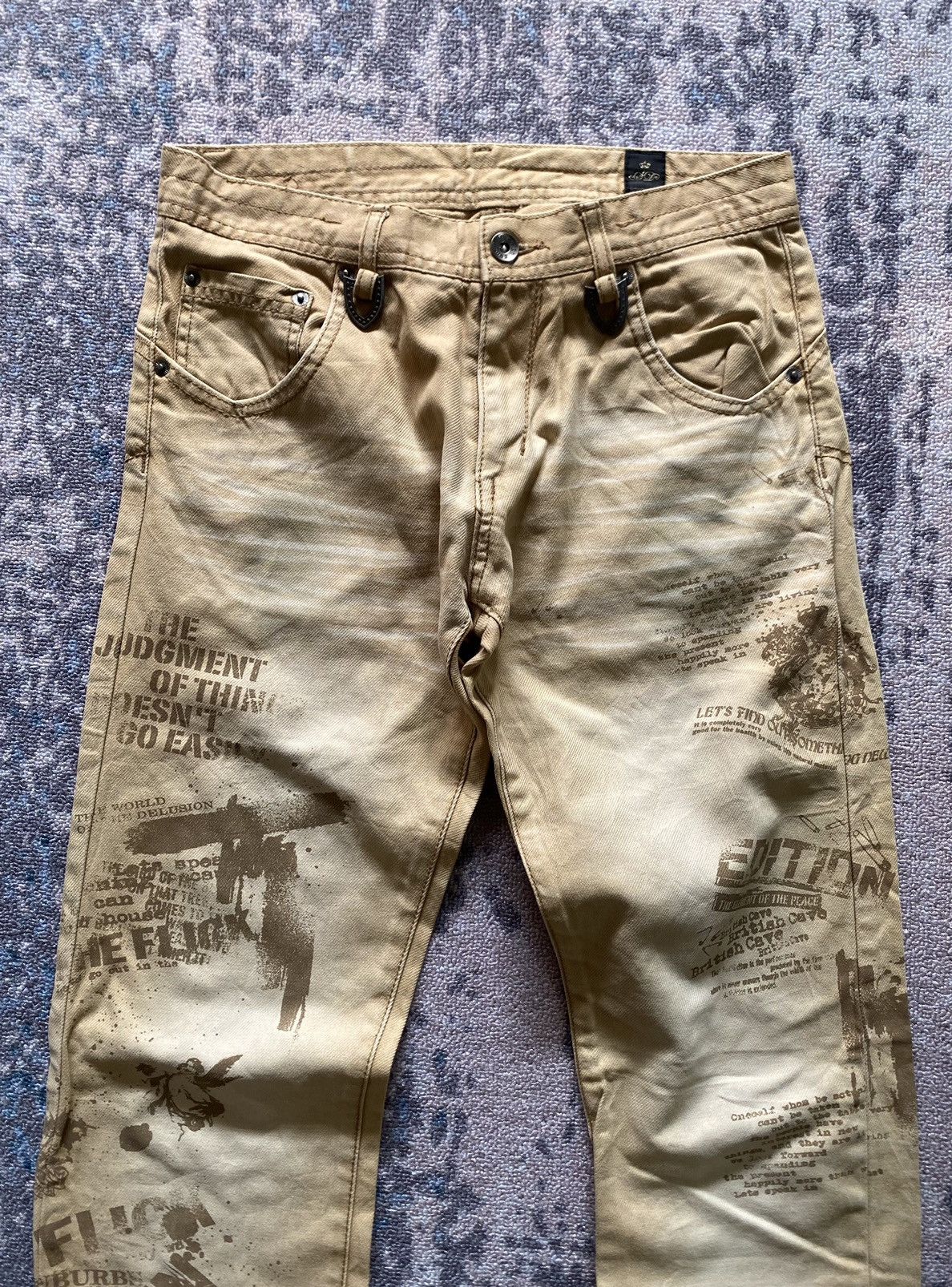If Six Was Nine Y2K Semantic Design Flared Jeans Size US 29 - 5 Thumbnail