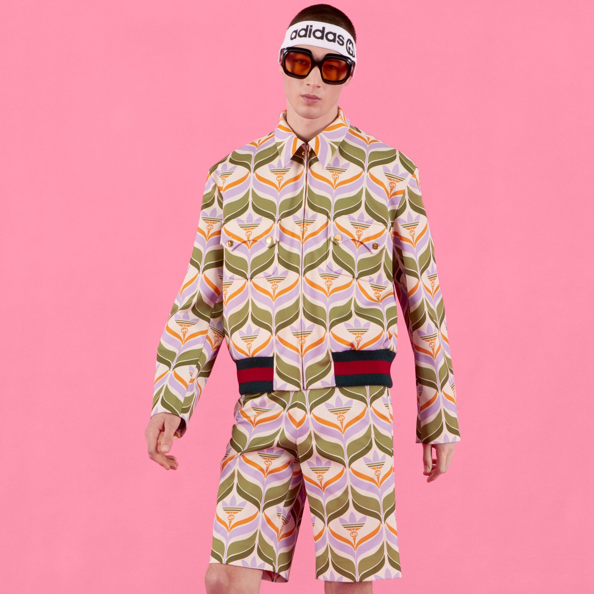 Gucci size 50 L - Gucci adidas Trefoil Print Jacket Green Ivory Size US L / EU 52-54 / 3 - 2 Thumbnail