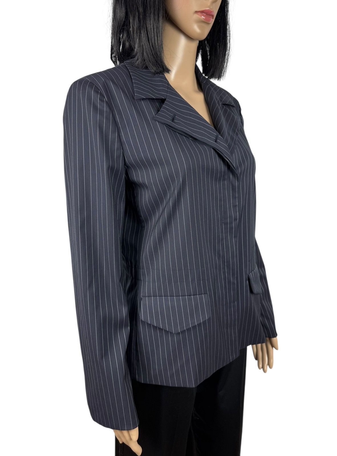 Armani Collezioni Armani Collezioni Wool-Nylon Blue Striped Jacket Collared 44 Size M / US 6-8 / IT 42-44 - 3 Thumbnail